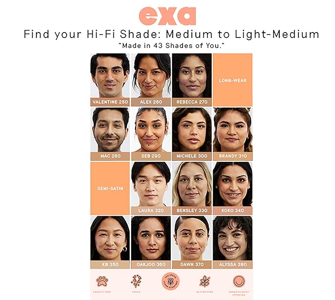 Exa Beauty - Natural High Fidelity Foundation | Clean, Vegan, Cruelty-Free Makeup (Dawn 370)