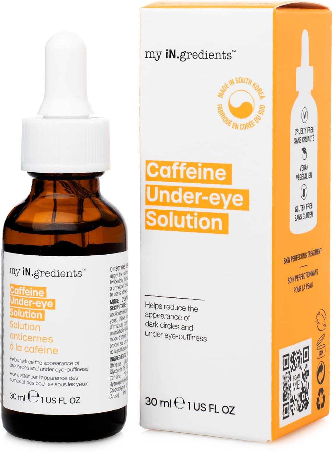 masque BAR My Ingredients Caffeine Under-Eye Solution for Dark Circles, Puffiness and Wrinkles - Treatment for Bags Under Eyes and Fine Lines, for Men and Women