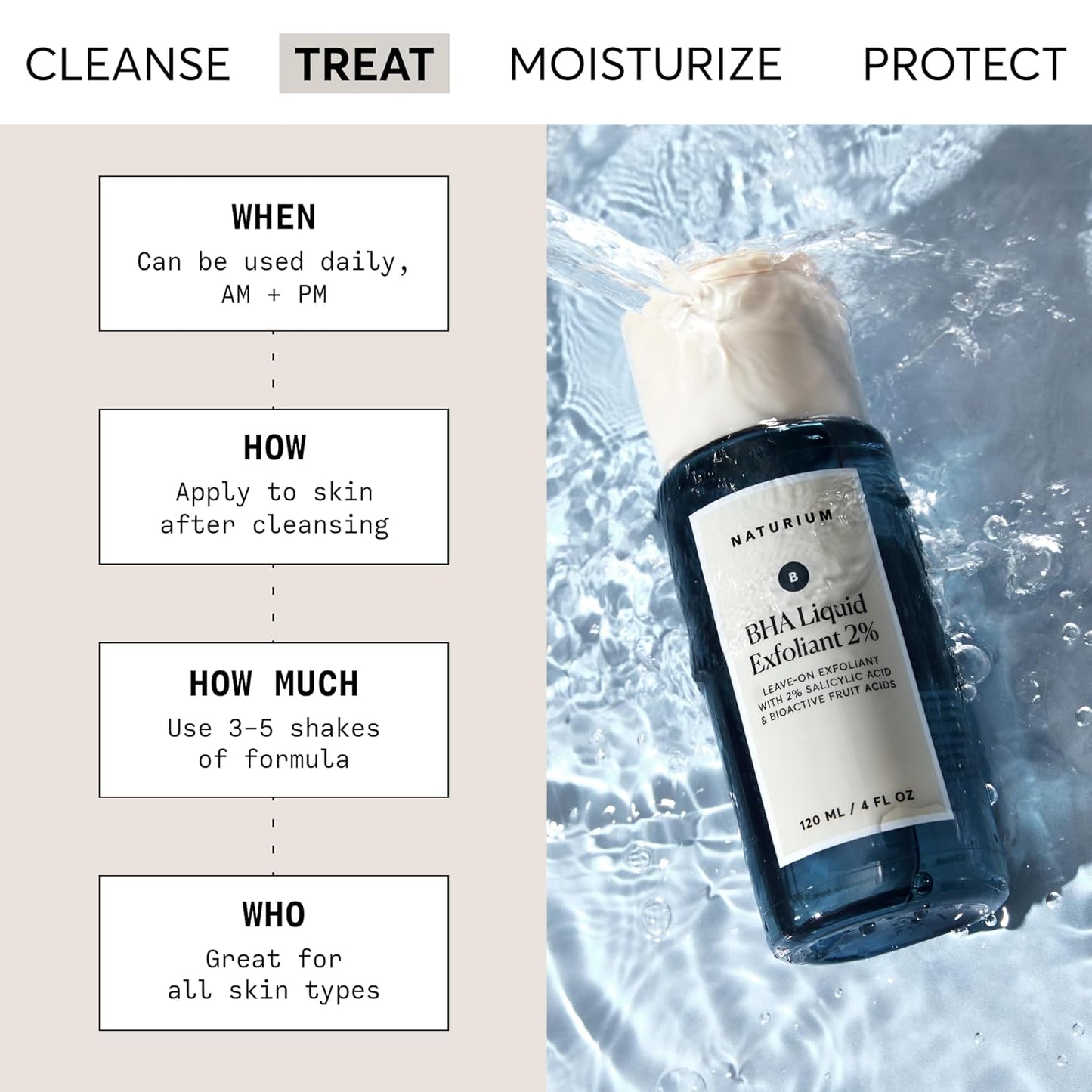 Naturium BHA Liquid Exfoliant 2%, Leave-on Face & Skin Care Exfoliating Pore Treatment, with Salicylic Acid & Bioactive Fruit Acids, Packaging May Vary, 4 oz