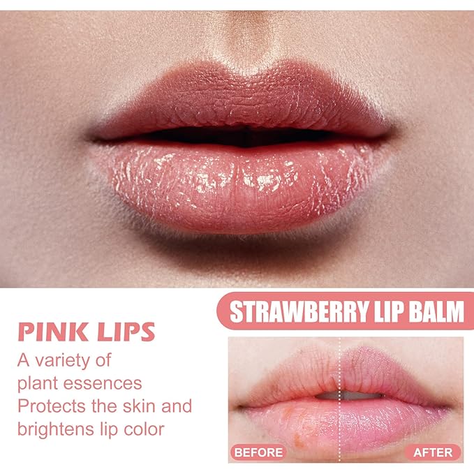 Honey Lip Balm Pot, Propolis Lip Mask, Strawberry Hydrating Propolis Lip Sleeping Mask, Prevent Dry&Cracked, Lip Repair Nourishes the Lip Skin (2pcs Strawberry)