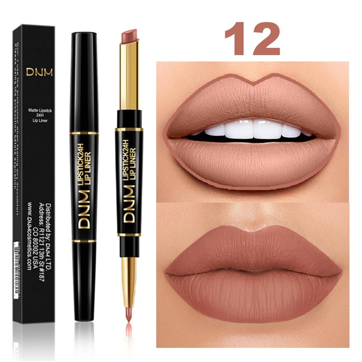 PHOERA Foundation Full Coverage,3Pcs Lip Liner and Lipstick Set Chestnut Nude Brown for Matte Finish, PHOERA Makeup Wrinkles Matte Natural Finish for a Flawless Complexion (102- Nude+Lip SetA)