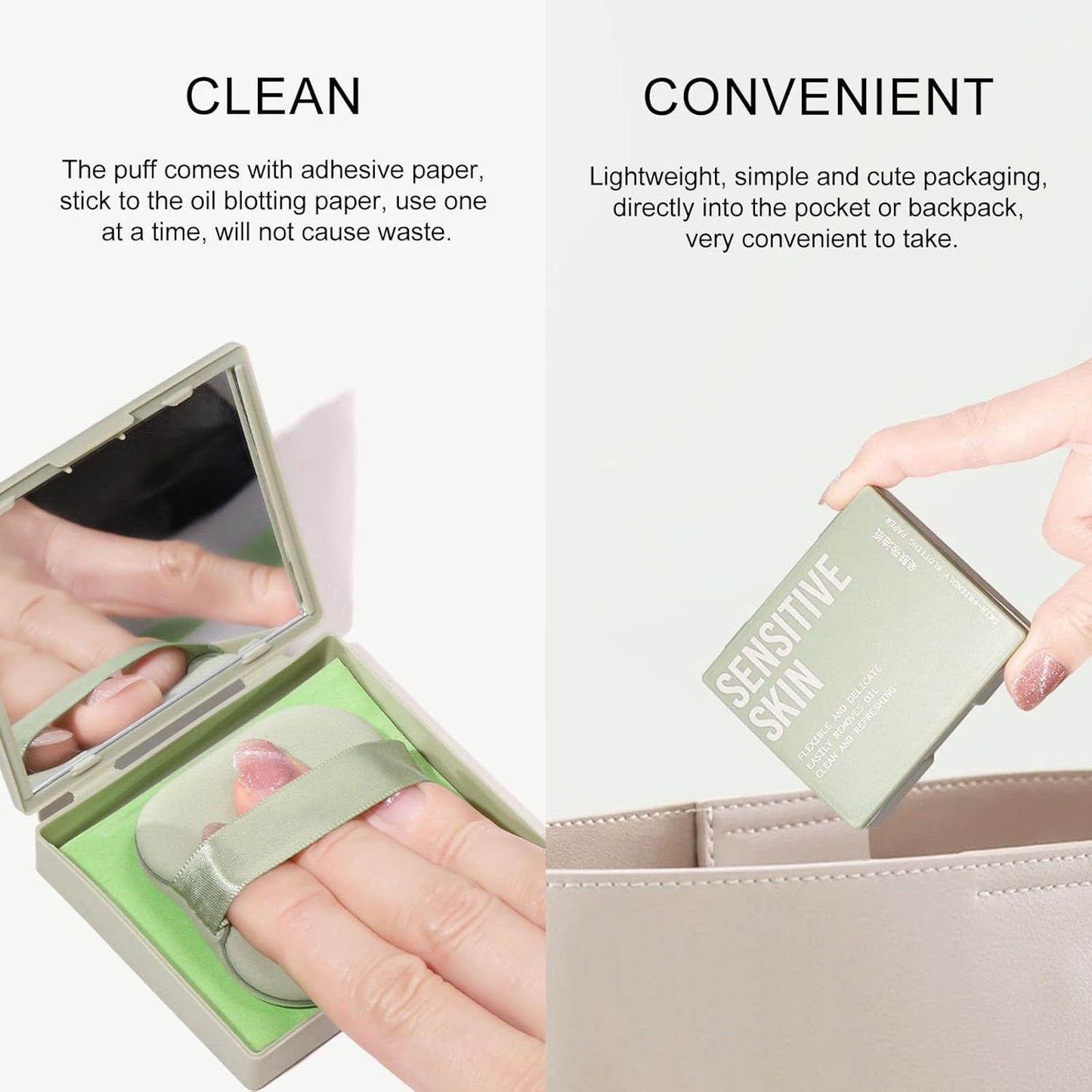 KYDA 200 Sheets Oil Blotting Paper with Mirror and Puff, Refills Included, Face Oil Absorbing Sheets, Oil Control Paper, Absorb Excess Oil, Makeup Friendly