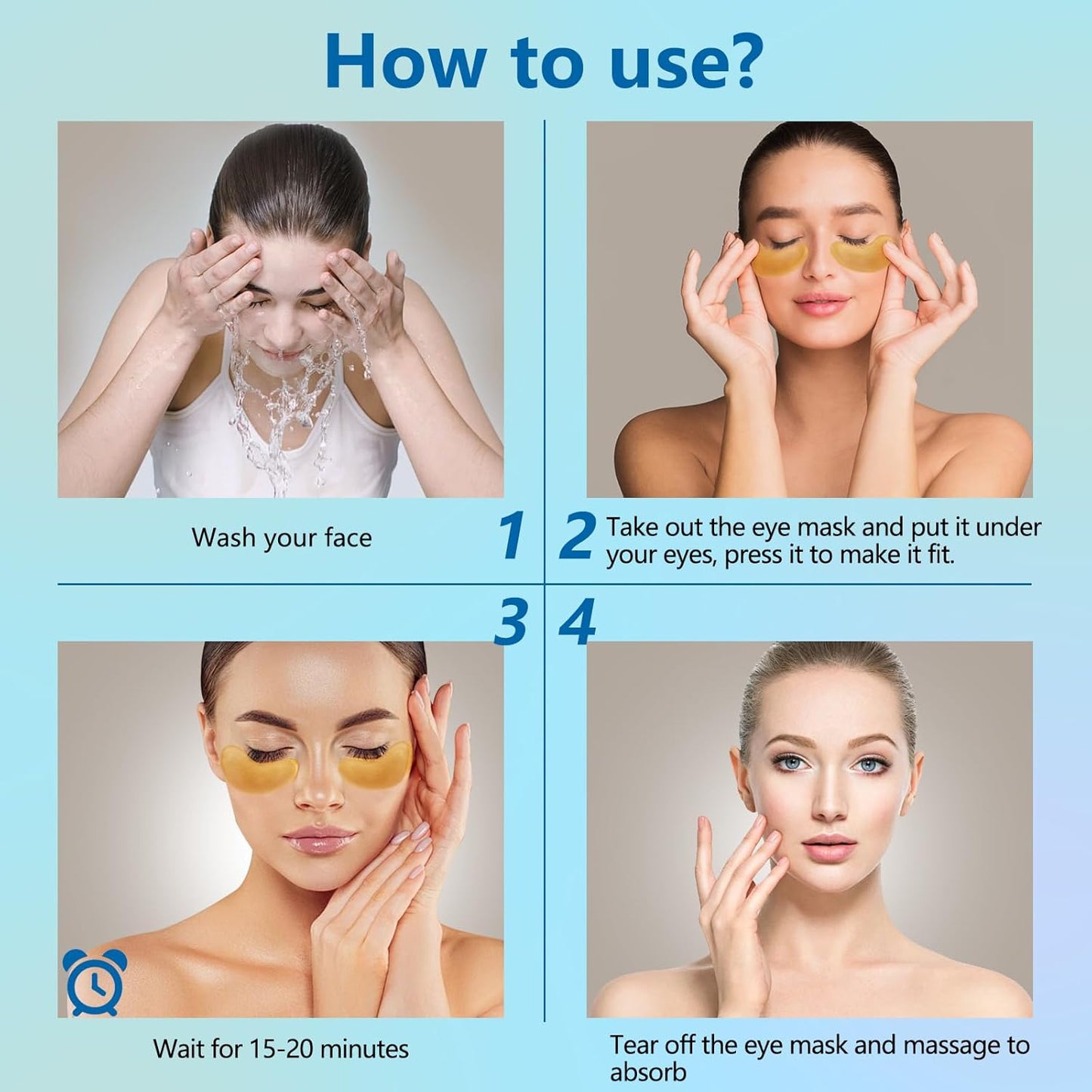 Under Eye Patches - 24 Pairs Natural Plant Extracts Eye Mask for Reduces Puffiness and Dark Circles Facial Anti-Aging, Hyaluronic Acid Eye Gel