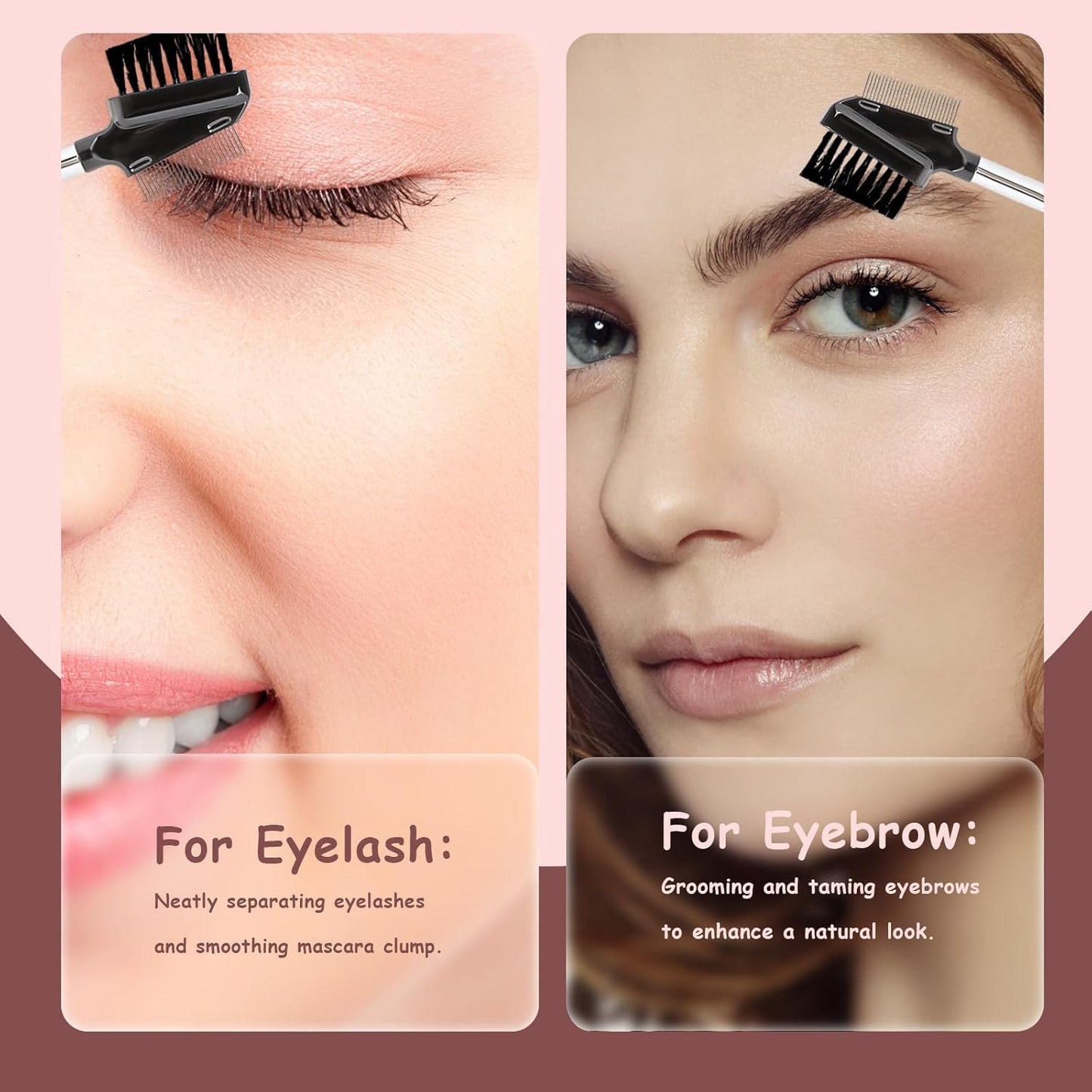 Metal Eyelash Comb Separator Eye Brow Brush Comb Resuable Double-Sided Eyebrow Brush Eye Brow Makeup Brushes Eyes Lash Combs for Eyelashes Extension (Nylon)