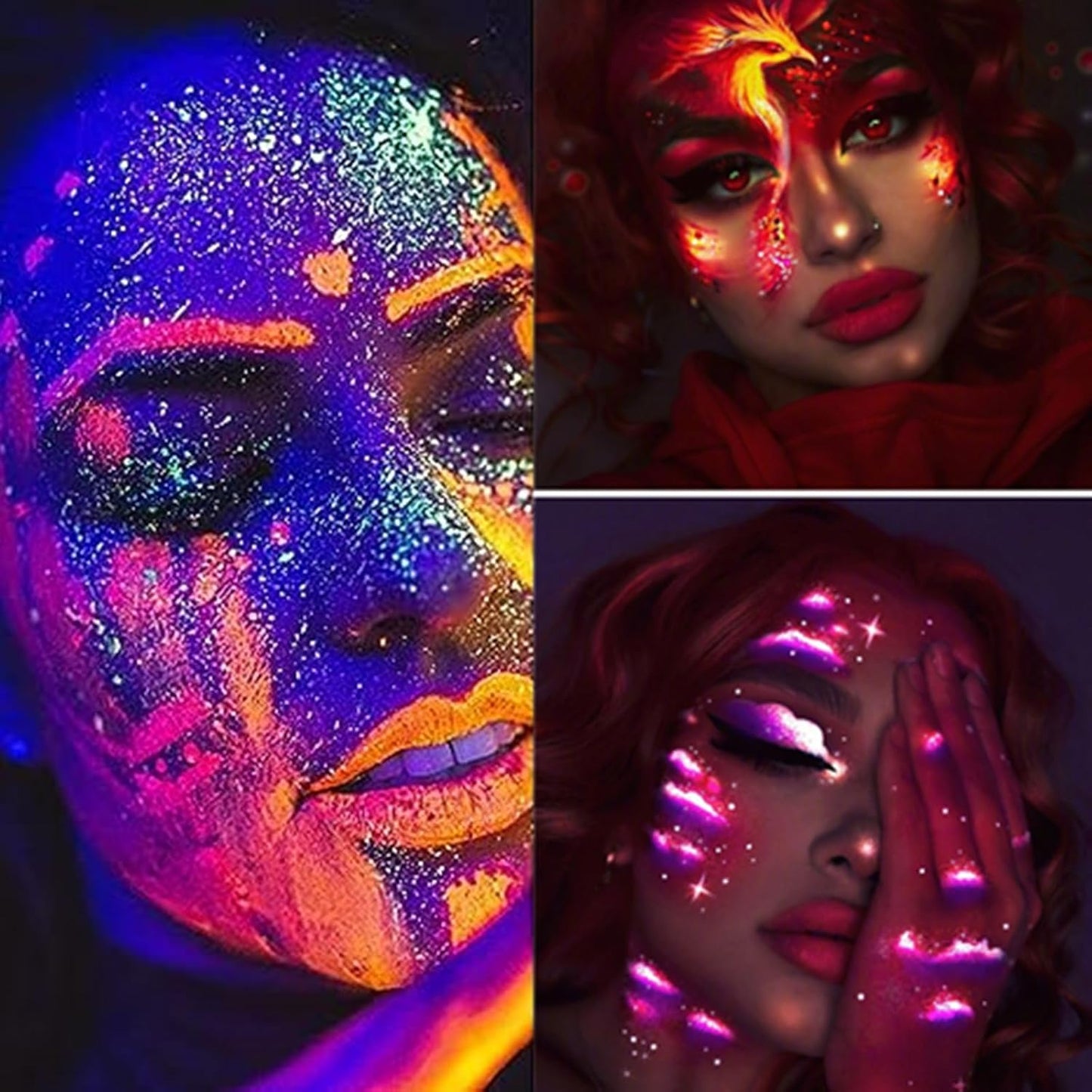 Go Ho Neon Orange Body Paint Washable(2.37oz,70ml),under UV Blacklight Neon Face Paint,Water Based Neon Fluorescent Orange Face Paint for Adults Children SFX Cosplay Costumes Halloween Makeup