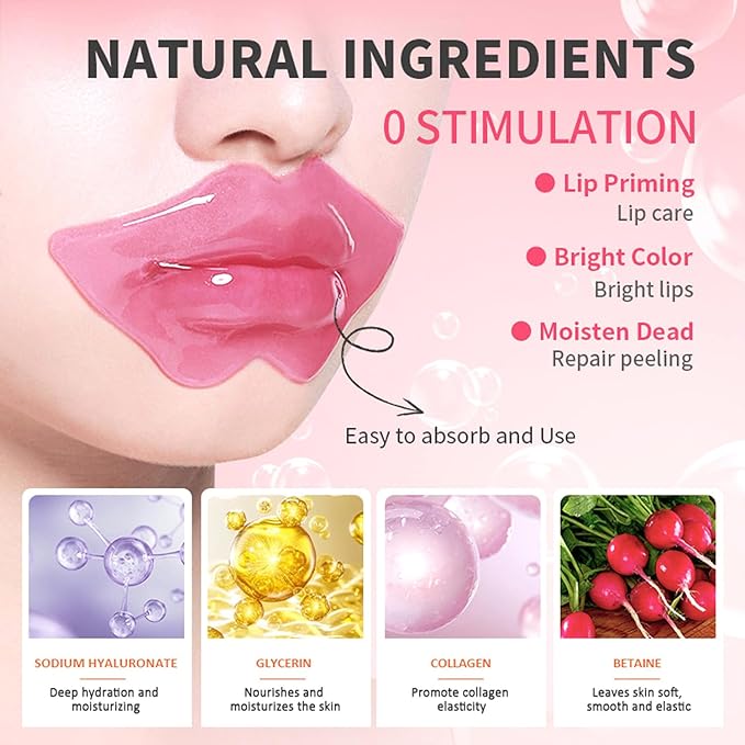 20 Pieces Lip Masks&24K Gold Gel Eye Masks,Crystal Collagen Under Eye Masks,Moisturizing Cherry Lip Patches Skin Care,Reducing Fine Lines & Dark Circle for Puffy Eyes,Birthday for Women