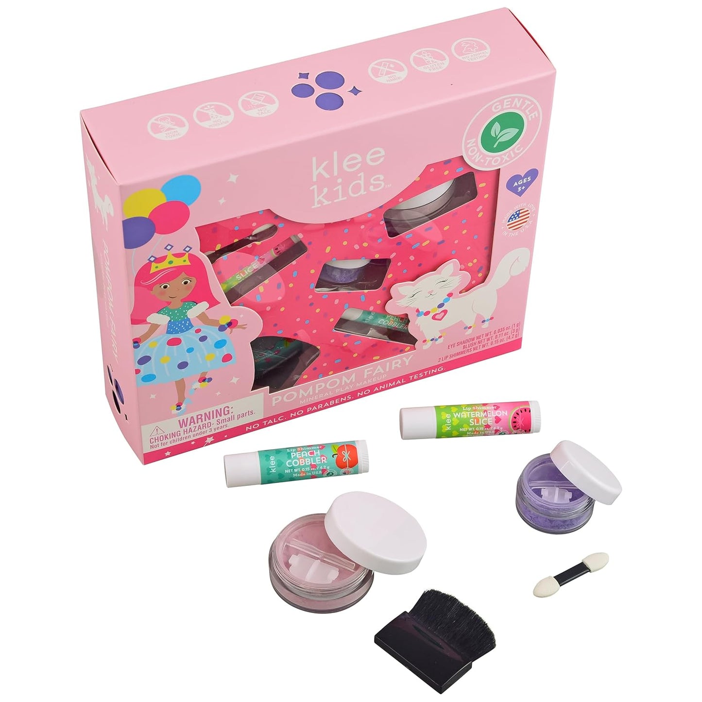 Luna Star Klee Kids Play Makeup Kit. Gentle and Non-Toxic. Kid-Friendly. Made in USA. (Pom Pom Fairy)