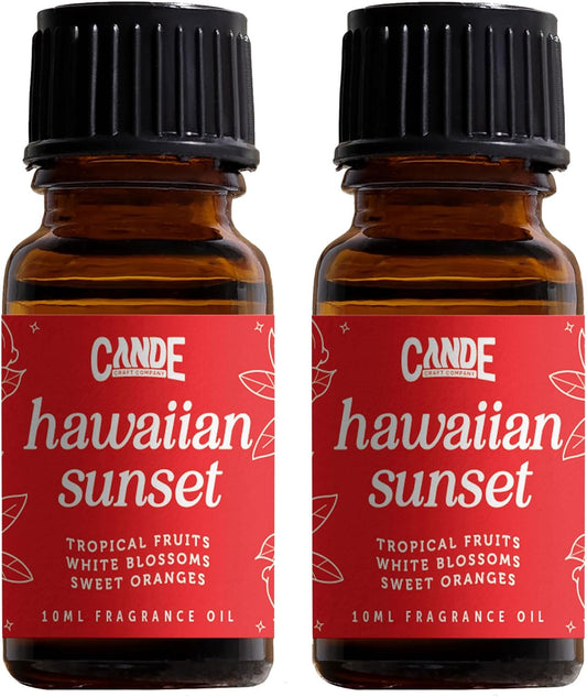 CANDECraftCo Premium Fragrance Oil – Diffuser Oils Fragrances Scented for Home, Candle Soap Making Supplies, Aromatherapy Blends for House (0.34 Fl Oz) (2-Pack, Hawaiian Sunset)