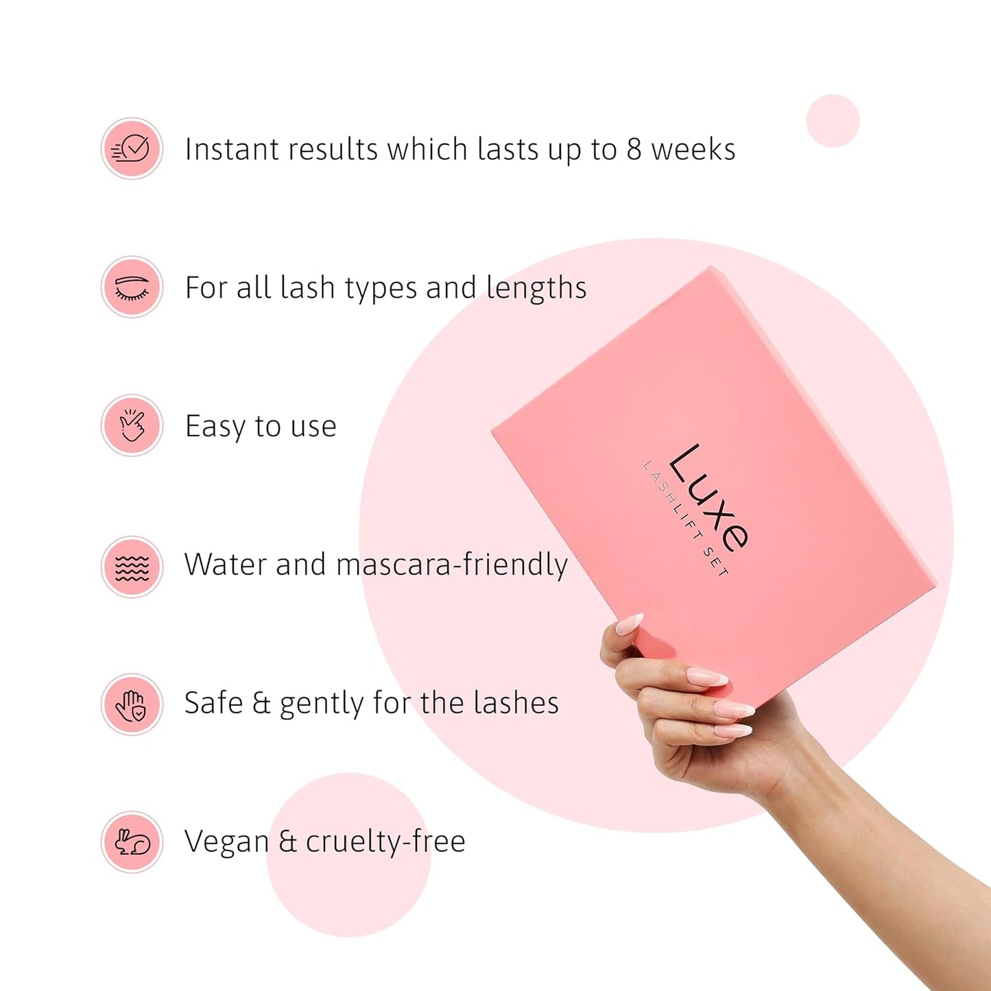 Luxe Cosmetics - Lashlift + Brown Color Kit for Eyelashes - Brown and Curled Eyelashes up to 8 Weeks - Complete set DIY at Home - 3 Lashlift Applications