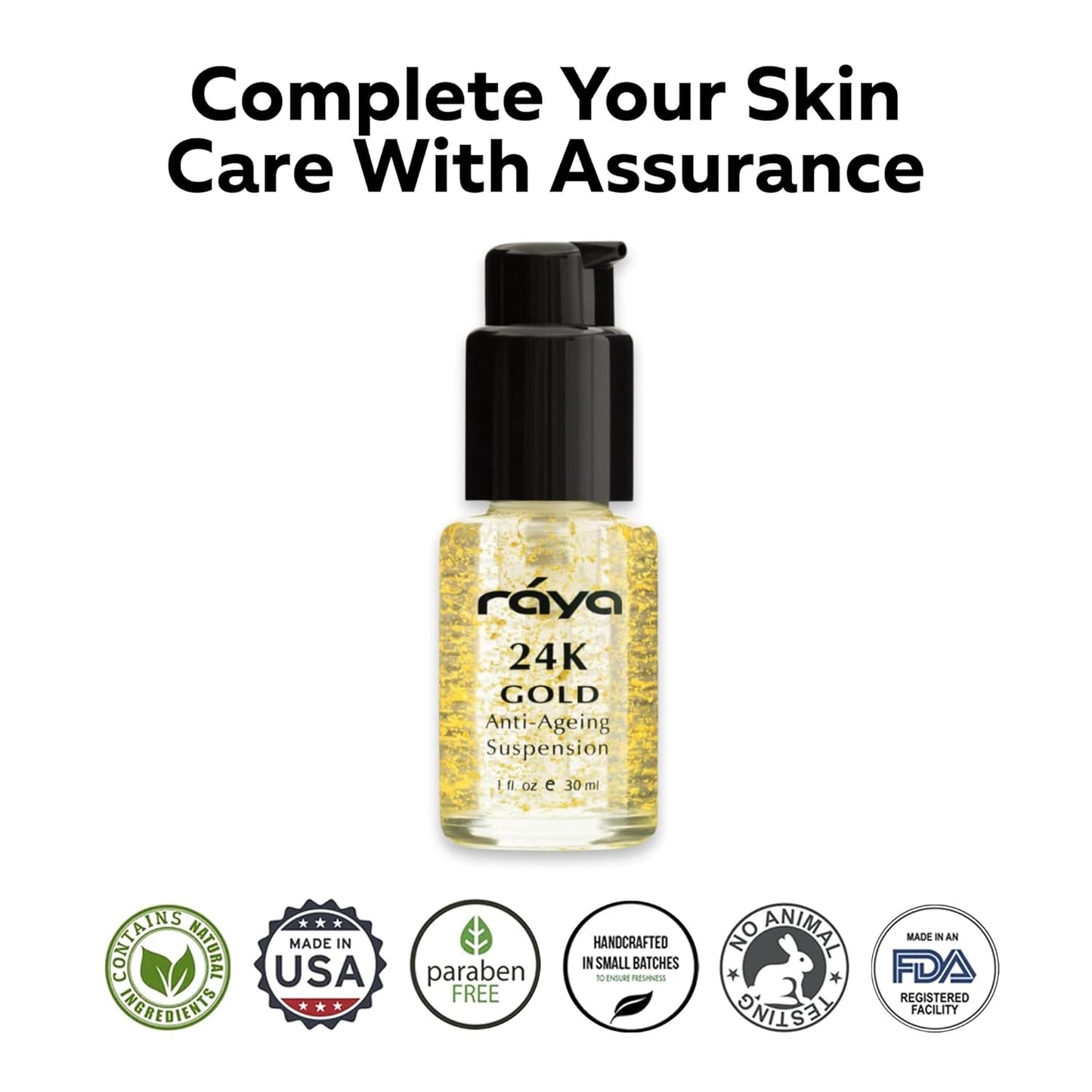 RAYA 24K Gold Anti-Aging Suspension (510) | Anti-Aging Facial Treatment Serum for All Skin Types | Made with Pure 24 Karat Gold | Softens and Helps Reduce Fine Lines and Wrinkles