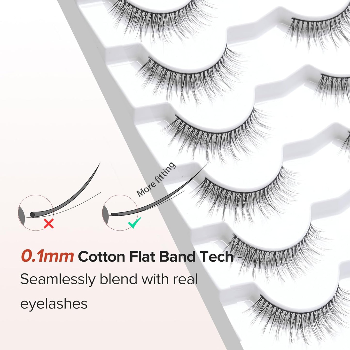 Anime Lashes Wispy False Eyelashes Natural Look 12MM Strip Lashes Thin Band False Lashes 3D Volume Fake Eyelashes 7 Pair C Curl Lash Pack Siligli