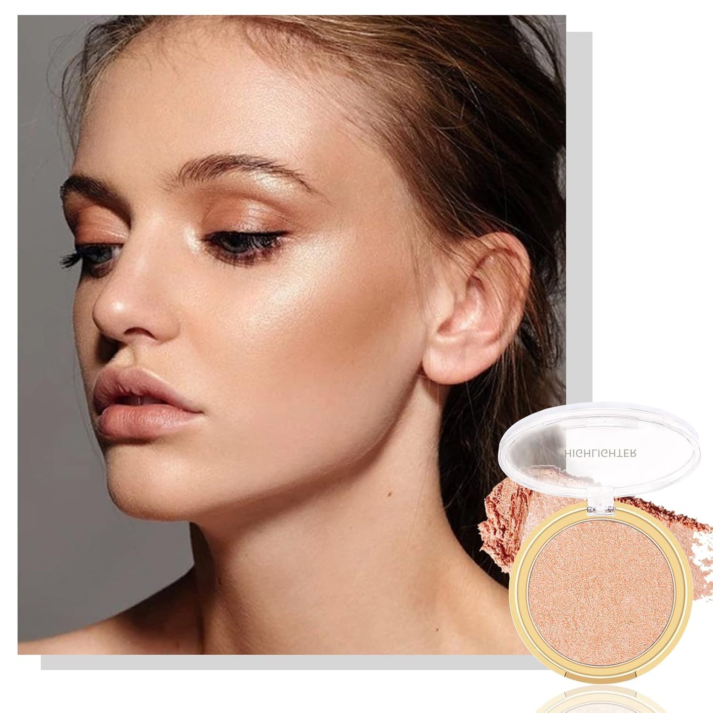 Boobeen Highlighter Powder Palette - Glow Shimmer Illuminator for Face Highlighter Makeup, Long Lasting Brighten Skin