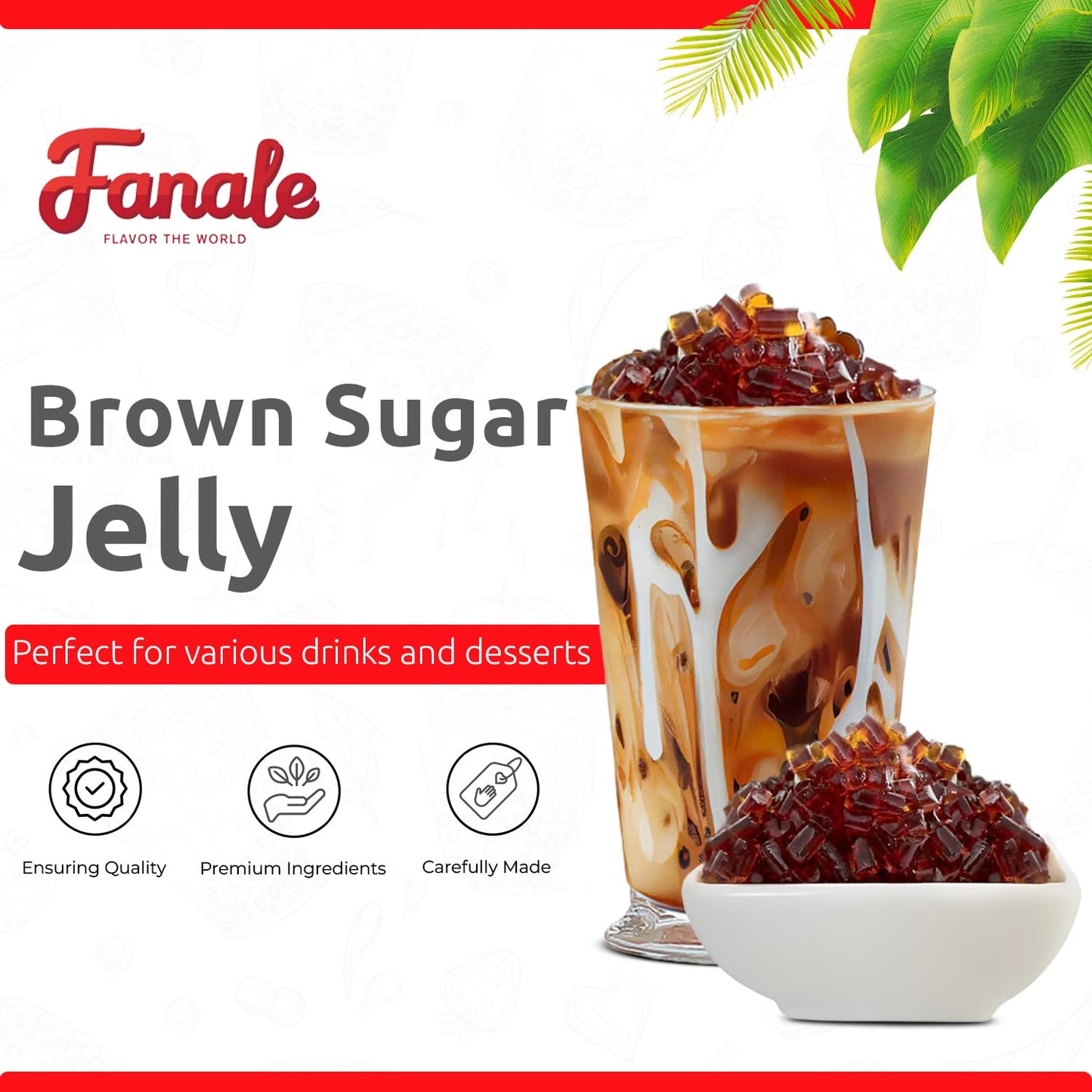 Fanale Coconut Jelly Topping nata de coco for Bubble Tea 400 g | Brown Sugar Jelly | for Boba Tea, Smoothies, Slushes, Desserts 400g