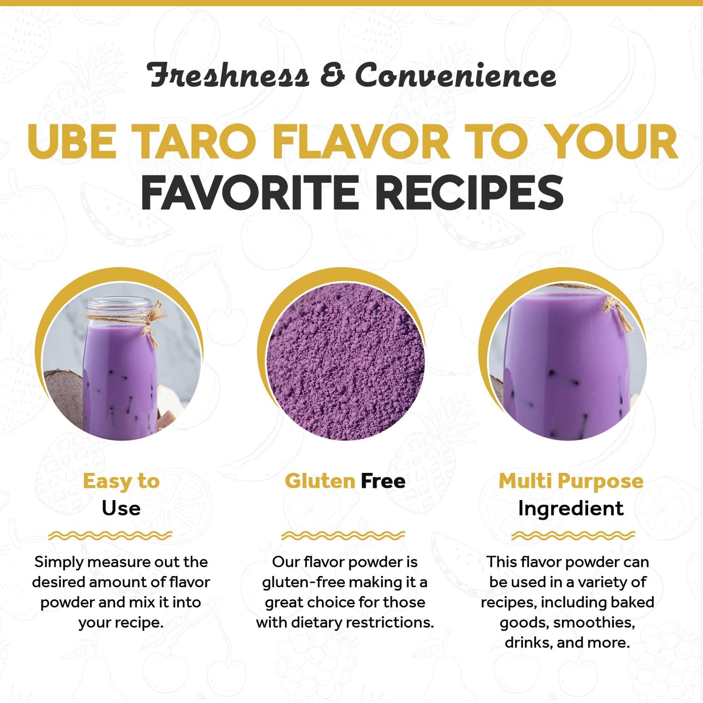 Fanale Premium Ube Taro Bubble Tea Flavoring Powder | Purple Sweet Potato Powder | Perfect for Baking, Smoothies, Desserts and Drinks | Instant Flavoring Powder for Boba Milk Tea - 2 Pounds (Pack of 10)