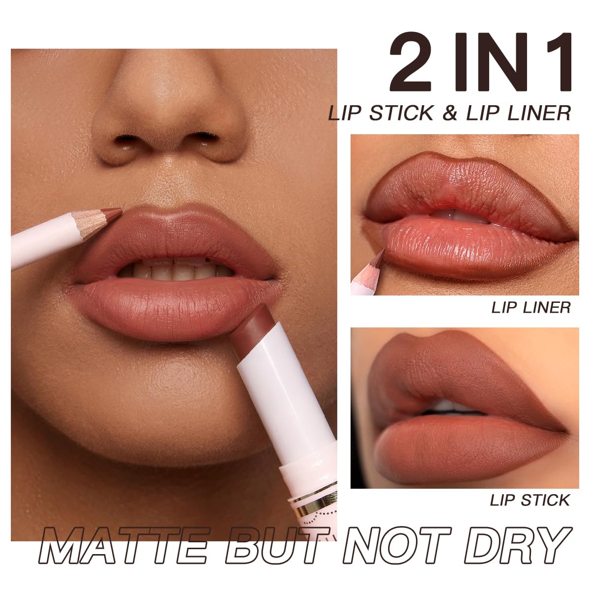 USHAS Lipstick and Lip Liner Combo Set 2 in 1 Waterproof Matte Lipstick pen for Women Lip liner Set Long Lasting with Makeup Set (Y17, Pack of 1)