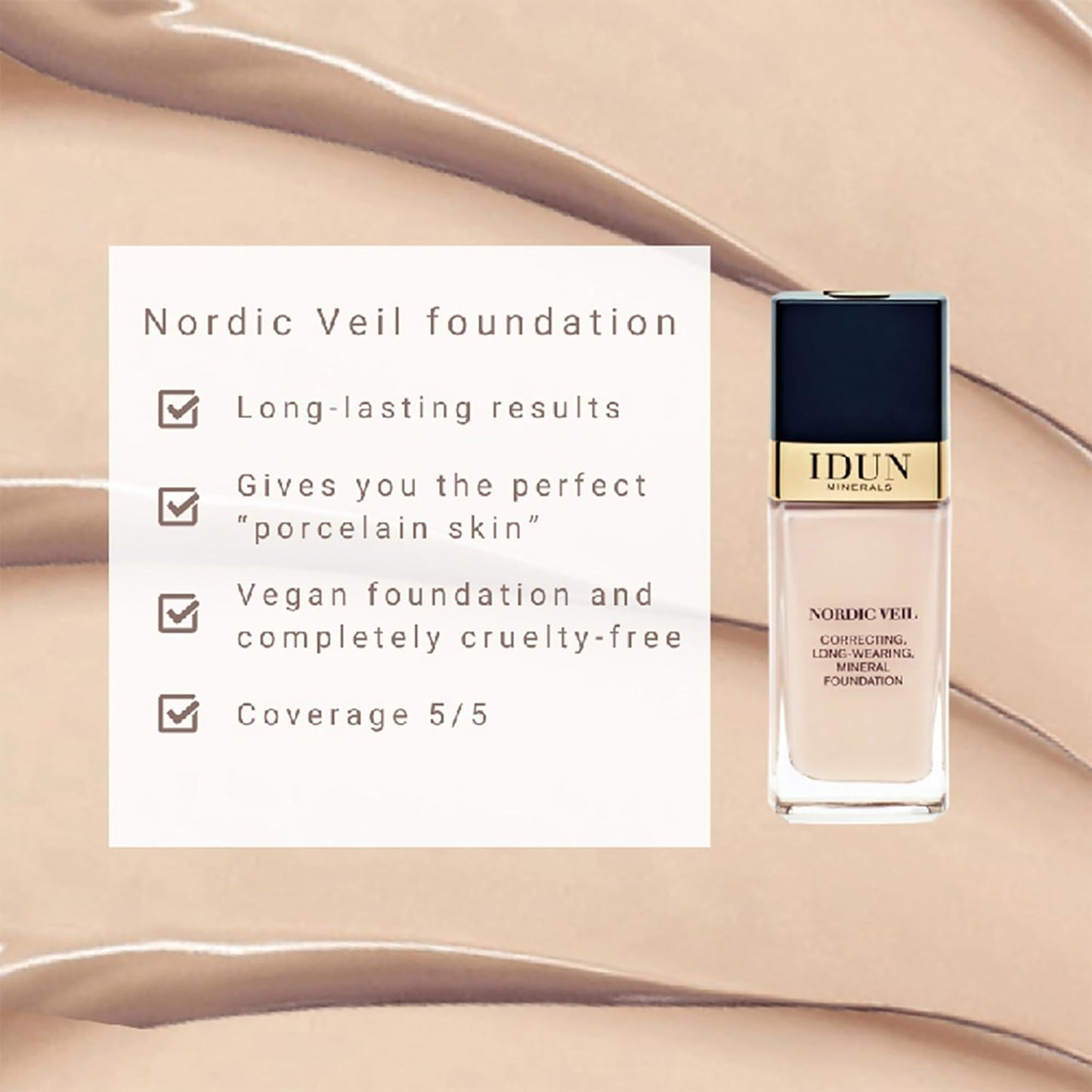 Nordic Veil Foundation - Full and Poreless Coverage, Long Lasting, Soft Matte Finish - Purified and Safe for Sensitive Skin - 314 Ylva - Medium Dark Neutral - 0.88 oz