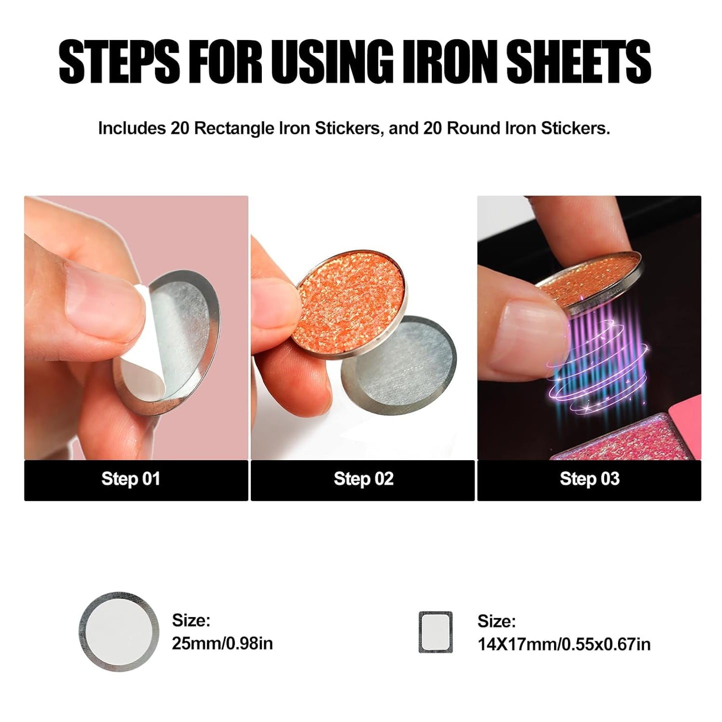 2 Packs Magnetic Makeup Palette Empty with Spatula and Metal Stickers, 18-pan and 9-pan Empty Eyeshadow Palette for Travel, DIY(Fish Scales)