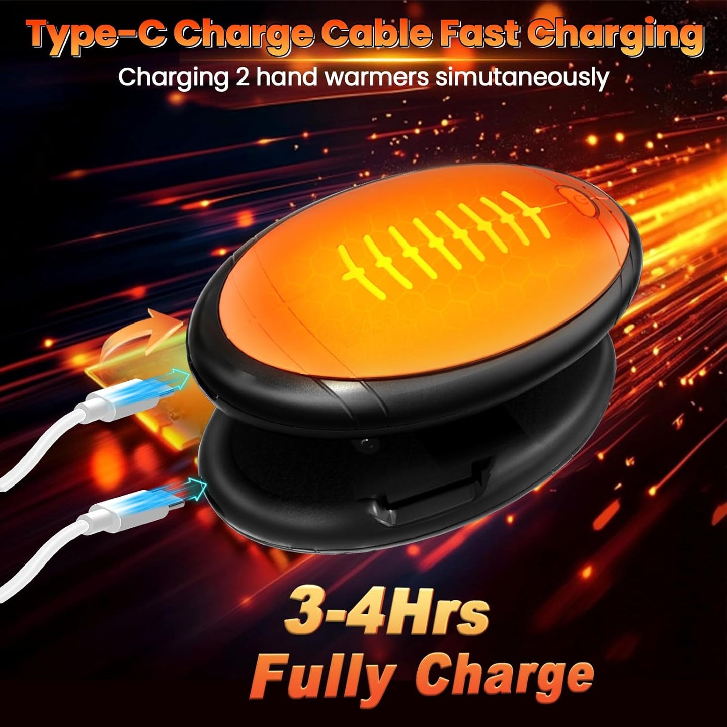 Hand Warmers Rechargeable, 2 Pack Temperature Electric Heater Football Shape Hand Warmer, Quick Charge Portable Hand Warmer Gift for Christmas Outdoors, Hunting, Golf, Camping