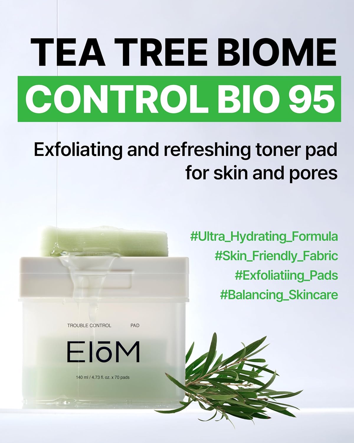 Trouble Control Pad | Korean Toner for Oily, Sensitive & Acne-Prone Skin – Exfoliating Facial Pads with Dual Cotton Rounds & Calming Botanicals (70 Pads)