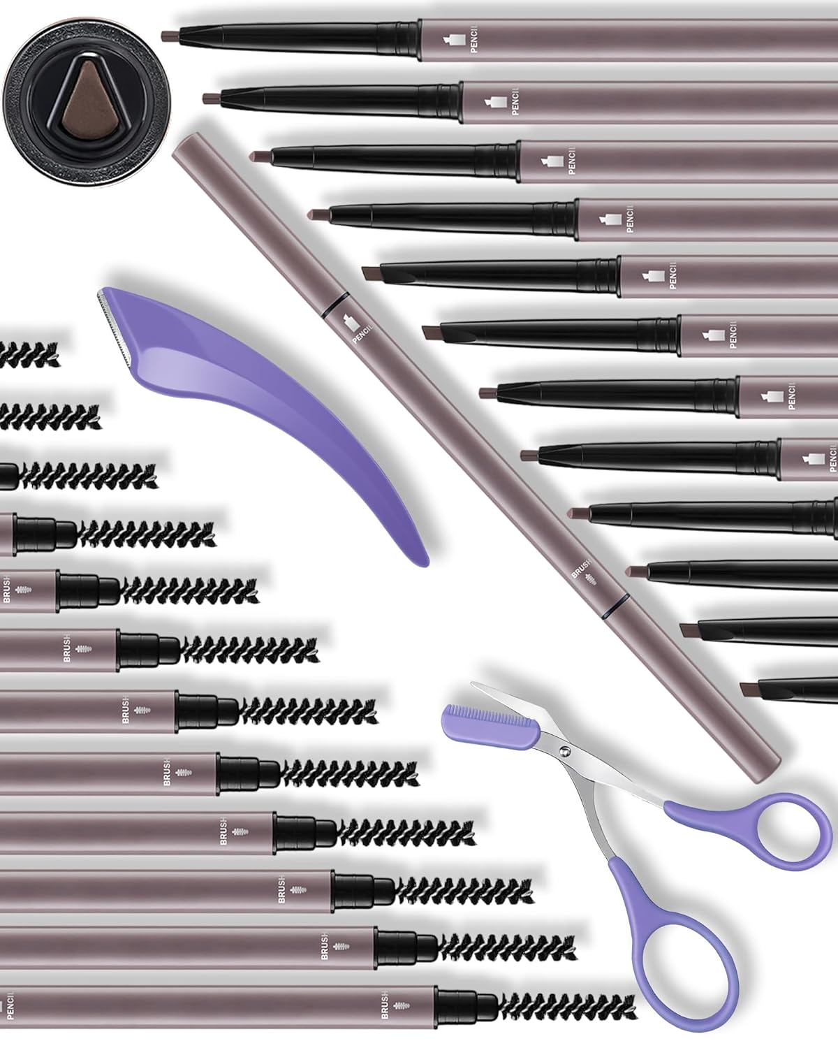 12Pcs Microblading Eye Brow Pencils for Women Brown Waterproof Eyebrow Pencil w/Eyebrows Razor & Scissors Kit 0.5mm Ultra-Fine Tip Creates Hair-Like Strokes for Effortless Natural Brows