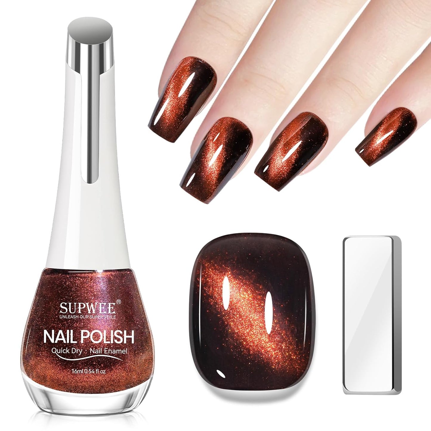 Cateye Magnetic Nail Polish Non Gel, Quick Dry Nail Polish Air Drying Fast Lacquer Manicure Gift For Women Girls 16ml