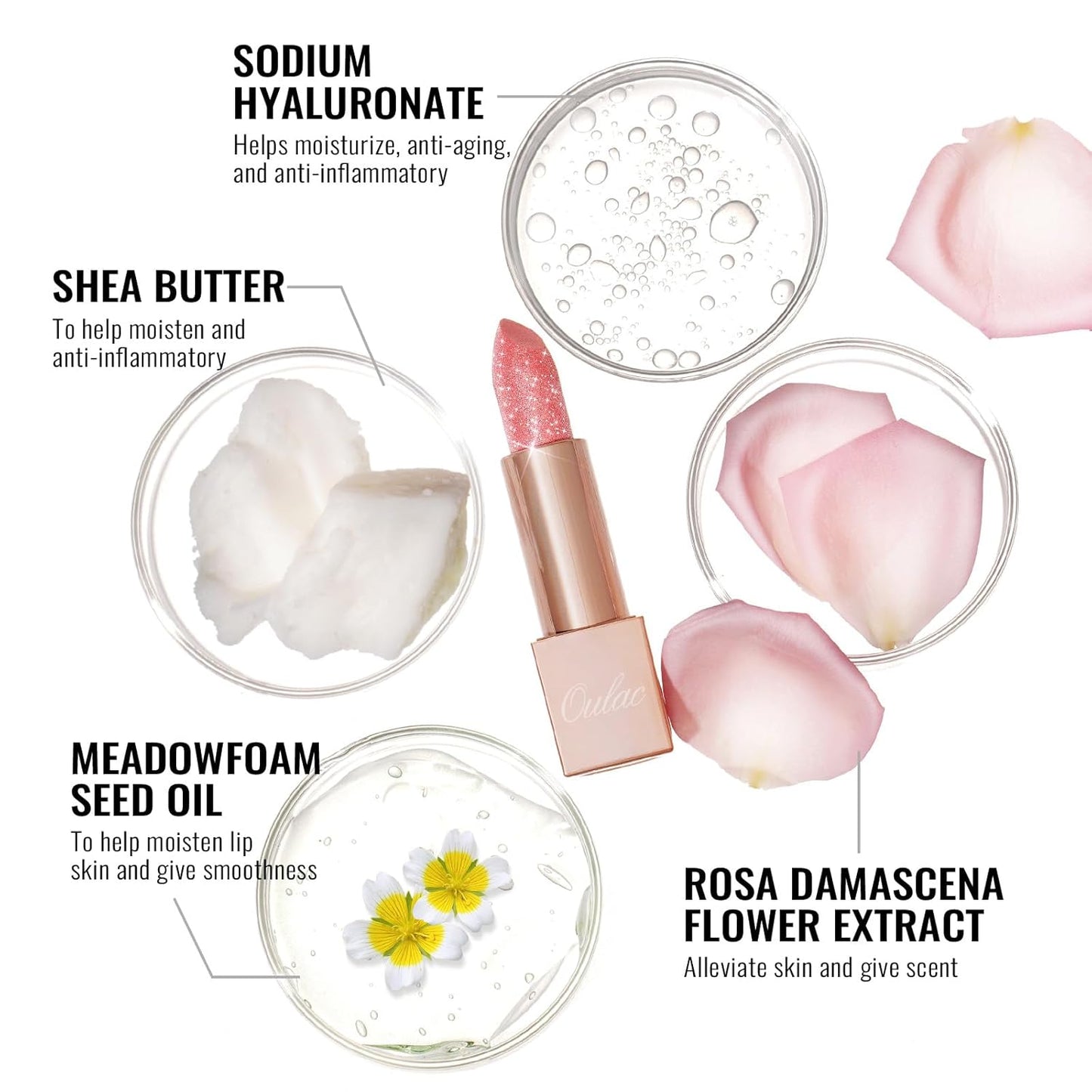 Oulac Infinity Moisture Shine Lipstick - High Shine Shimmery Finish, Super Creamy Texture, Medium to High Coverage - Gluten Free, PG12 Pure Zen