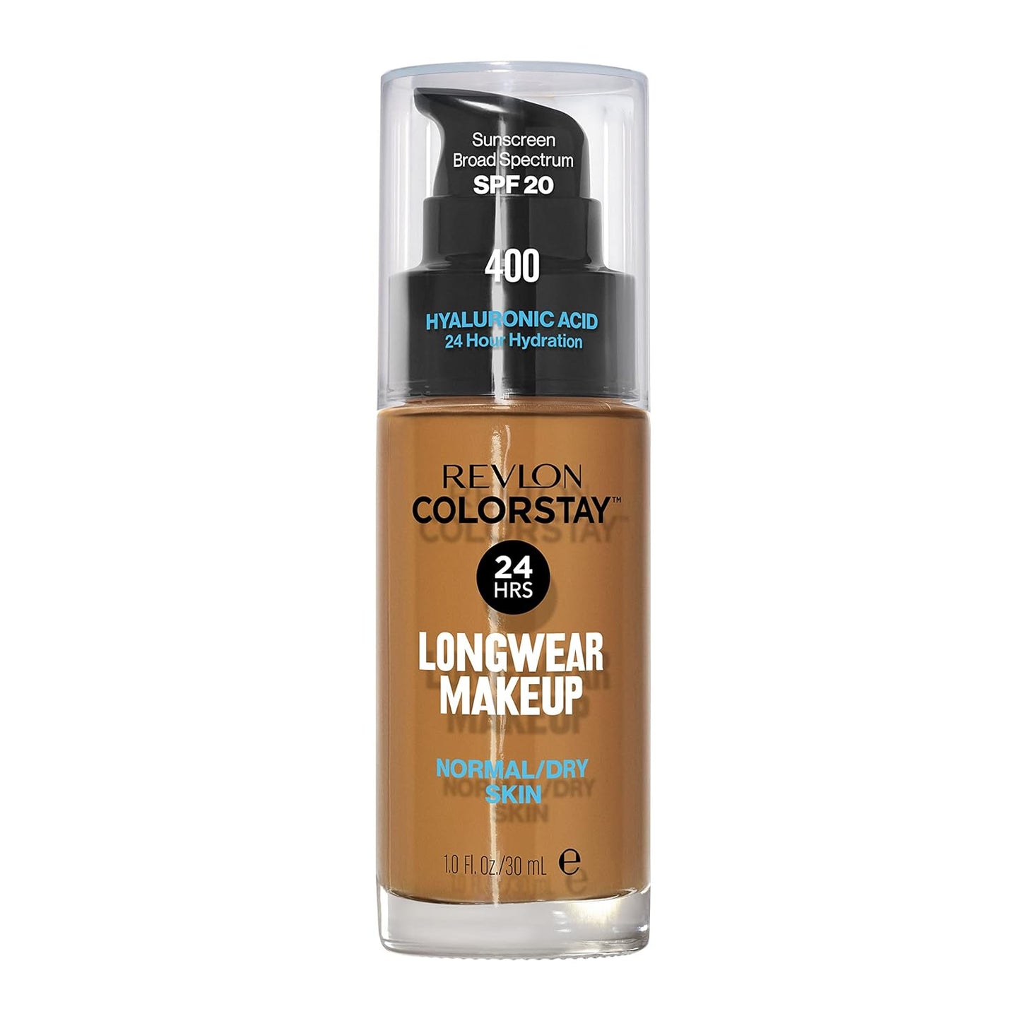 Revlon Liquid Foundation, ColorStay Face Makeup for Normal and Dry Skin, SPF 20, Longwear Medium-Full Coverage with Matte Finish, Oil Free, 400 Caramel, 1.0 Oz