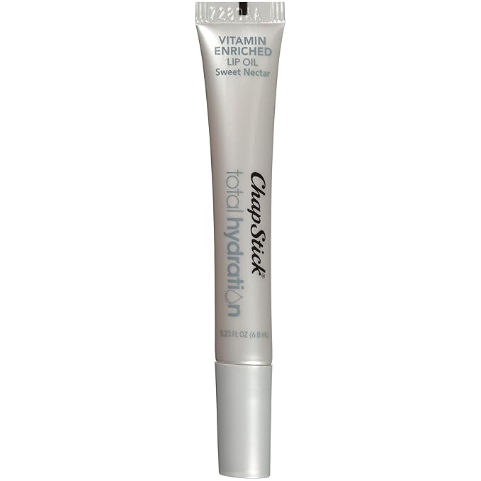 ChapStick Total Hydration Sweet Nectar Flavor Vitamin Enriched Lip Oil, Non Tinted Lip Care - 0.23 Oz