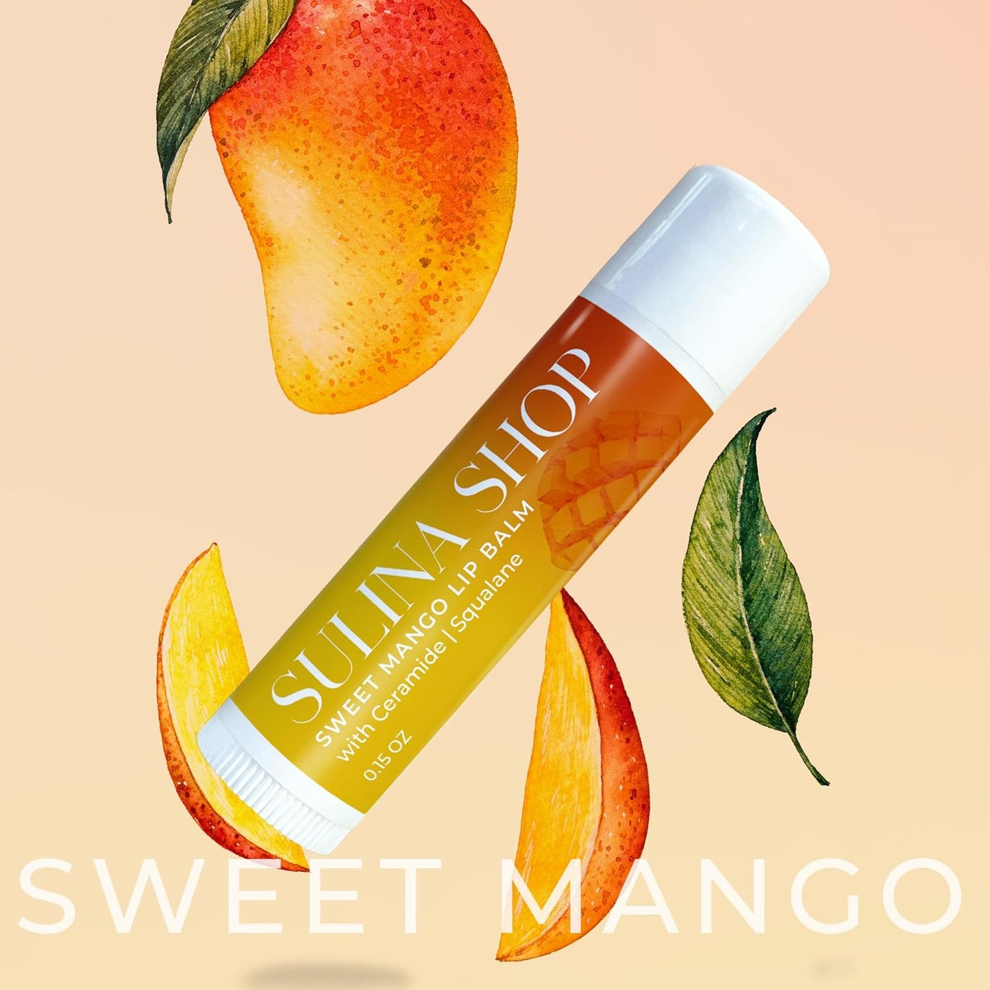 Mango Lip Balm Hydrating & Nourishing, Natural, Long-Lasting Lip Moisturizer with Castor Oil, Barrier Protection, Smooth Lip Care, Chapped Lip Repair, Non-Waxy & Cruelty-Free, Gentle for All Ages