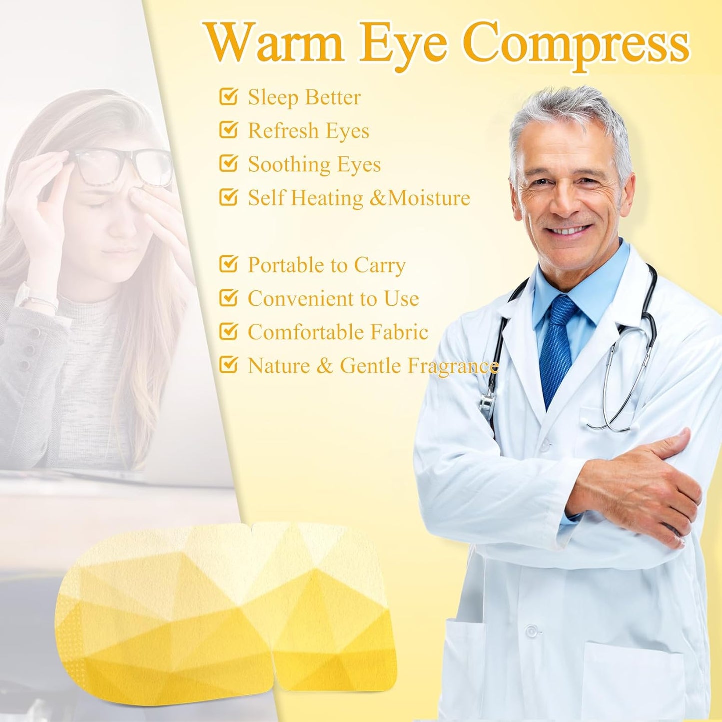 Steam Eye Mask, Heated Eye Mask for Sleeping, Warm Compress for Eyes, Self Heating Disposal Eye Mask Comfortable Sleep Mask for Home, Office, Spa, Travel Essentials (16Packs Chamomile)