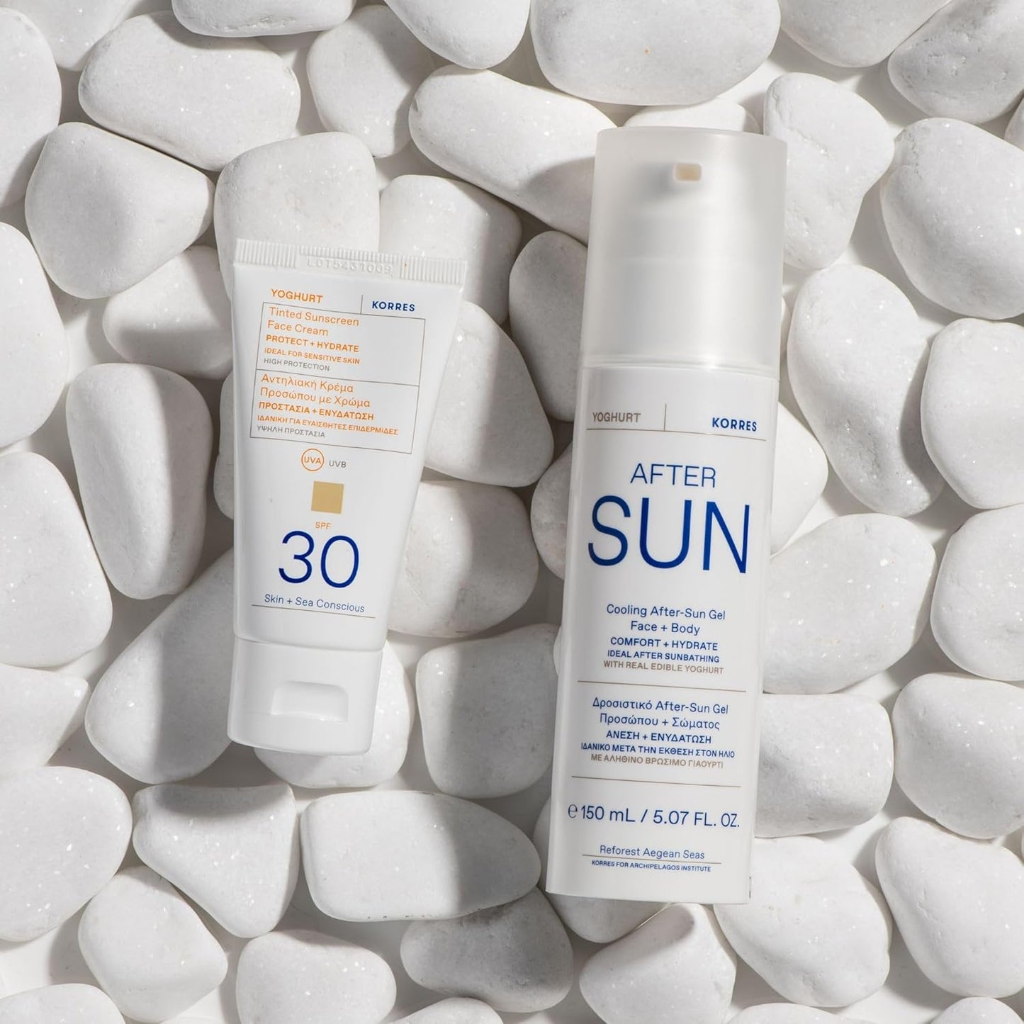 KORRES Greek Yoghurt Cooling After Sun Gel for Face and Body, Lightweight Hydrating Cream Gel Moisturizer with Natural Proteins & Vitamins for Sun Exposed or Dry Skin, Sunburn Relief, 5.07 Fl Oz