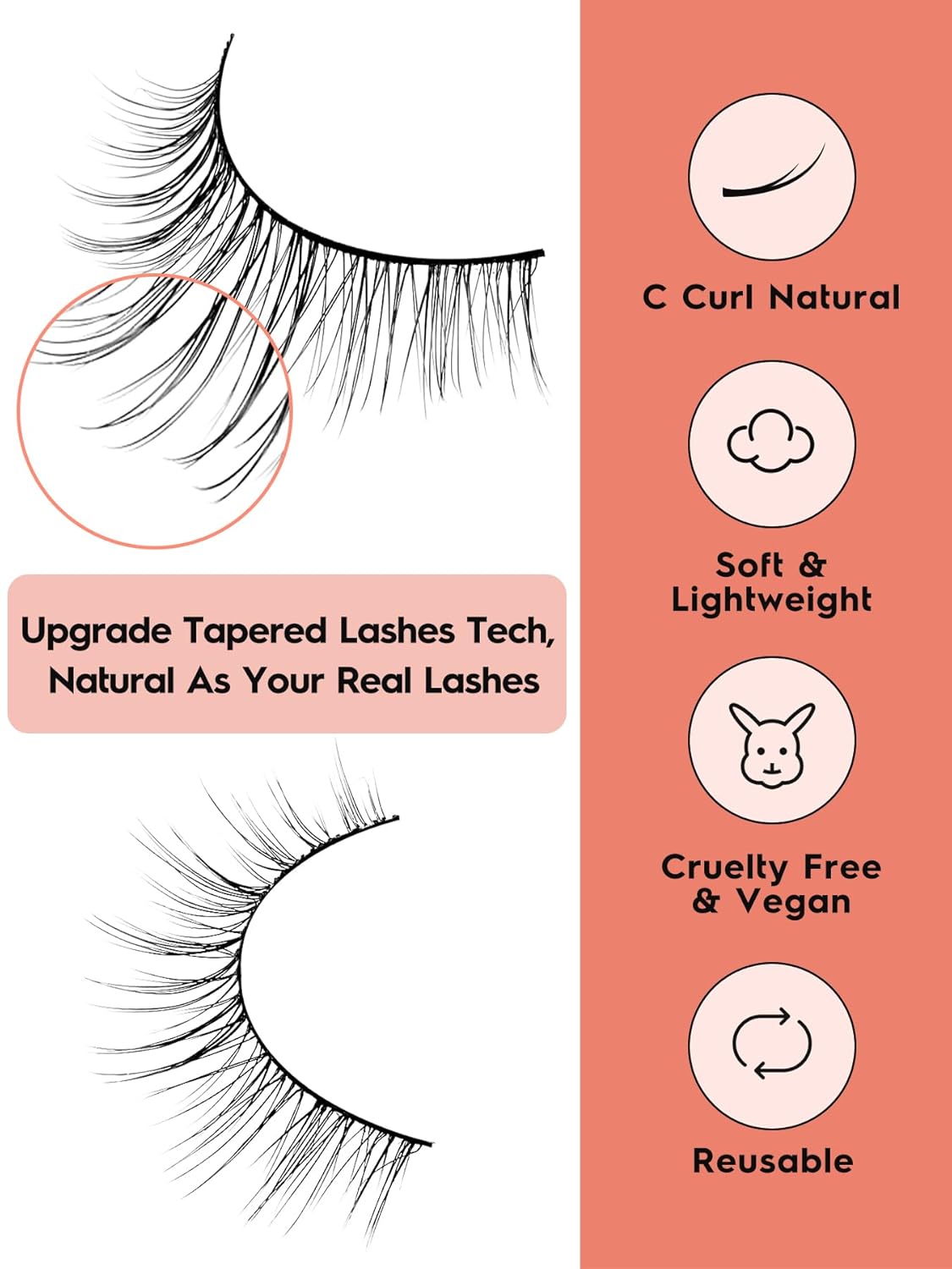 Natural Lashes Eyelashes Wispy Cat Eye Lashes with Thin Band 10mm Short Eyelashes 3D Volume Siligli C Curl Natural Eyelash 7 Pair