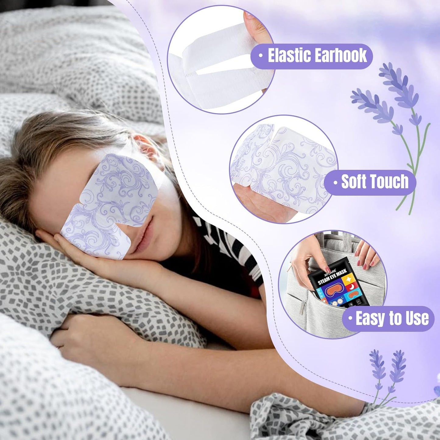 XPCARE 16 Pack Steam Eye Masks for Dry Eyes, Heated Eye Mask Warm Compress for Eyes,Disposable Heated Eye Mask for Dark Circles, Puffy Eyes, Relief Stress Eye Fatigue（Lavender）