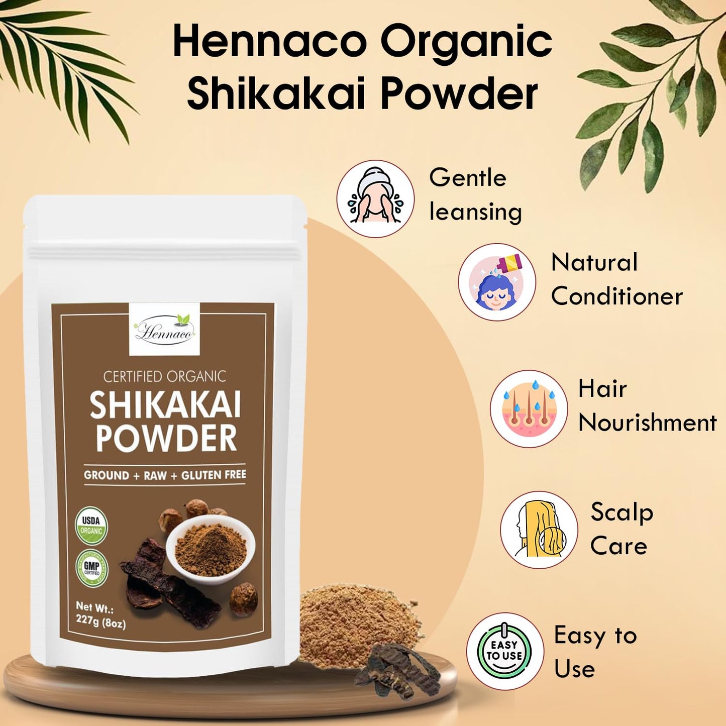 Organic Shikakai Powder| Acacia concinna Powder| Natural Hair Cleansing & Conditioning| Organic Hair Wash Powder| Shikakai Powder for Hair| 227 Grams (8 OZ)