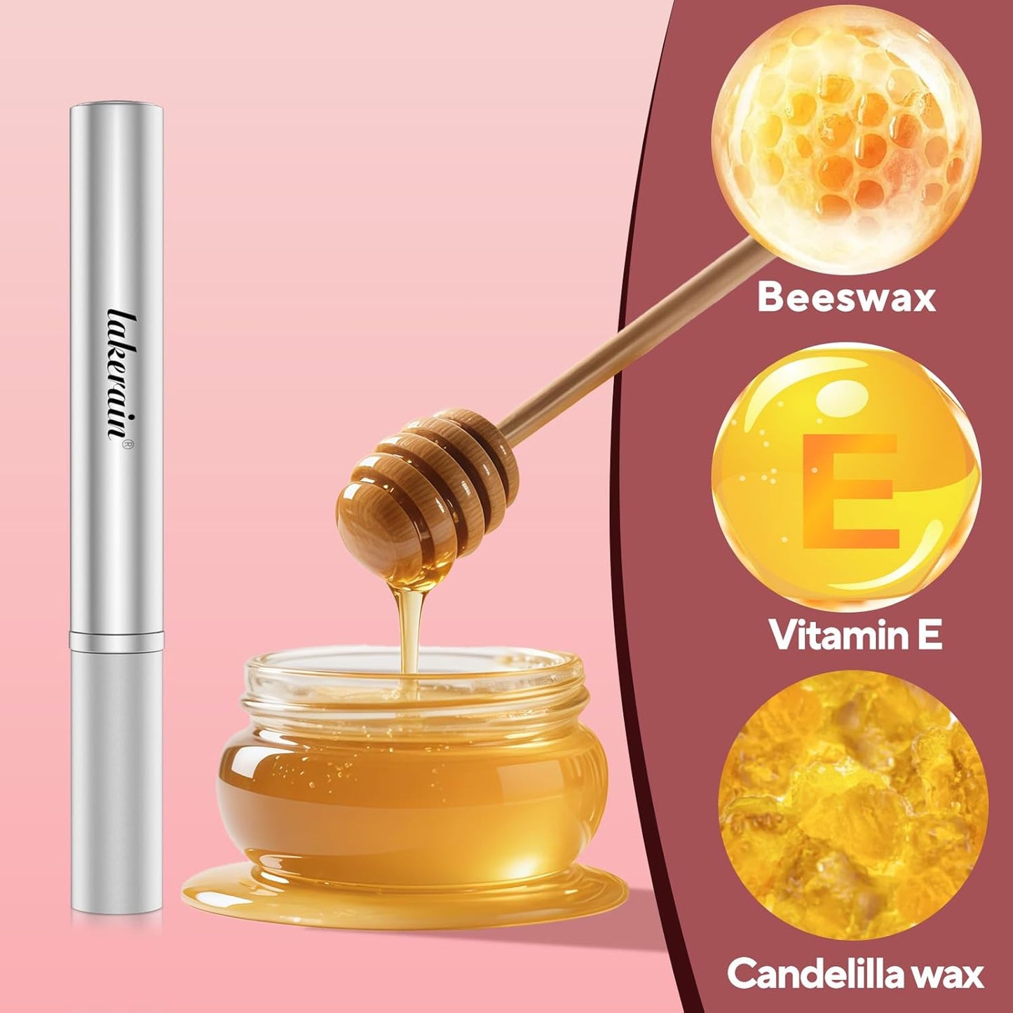 Honey Lipstick Tinted Lip Balm, Sheer Lightweight Lip Stain for All Skin Tones, Moisturizing Nourishing Lipstick for Women All Skin Tones, a Hint of Natural Cherry Tint, Pack of Black & Pink