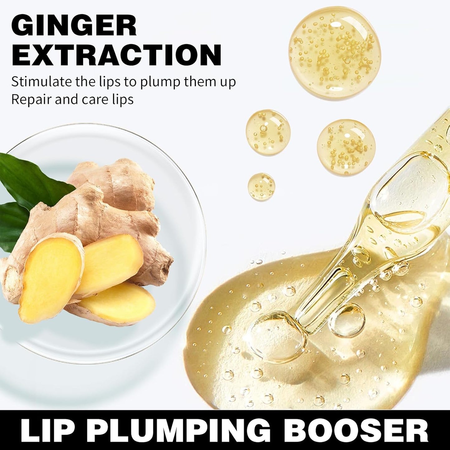 Erinde Natural Ginger Lip Plumping Booster Oil, Ultra-Hydrating & Nourishing Plumper, Glossy Finish Fuller Lip Plumper Gloss for Women Girls, G06