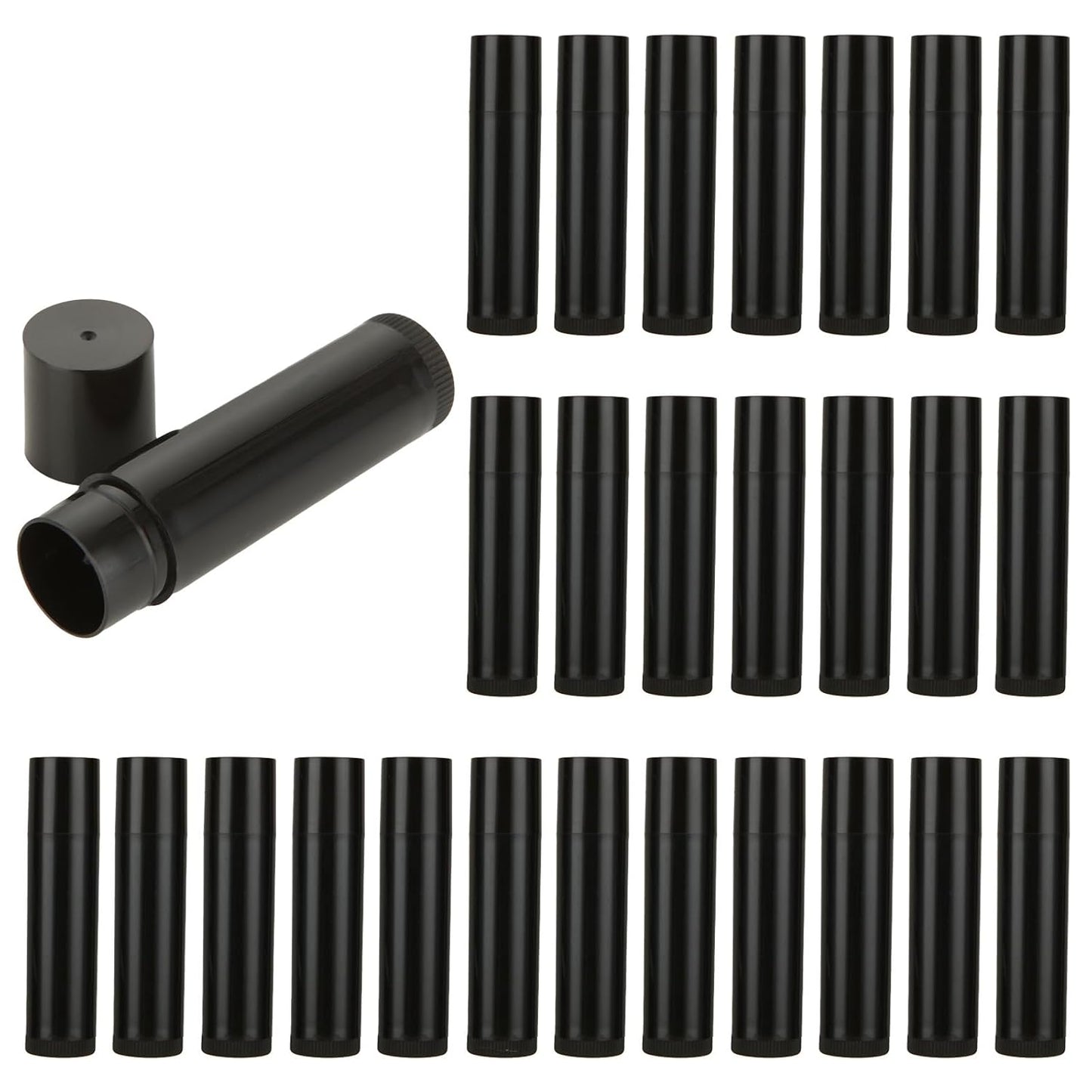 CertBuy 100 Pack Lip Balm Tubes, 5ml / 5g Empty Lip Balm Tubes with Cap Black, for DIY Make Up (69 x 17 MM)