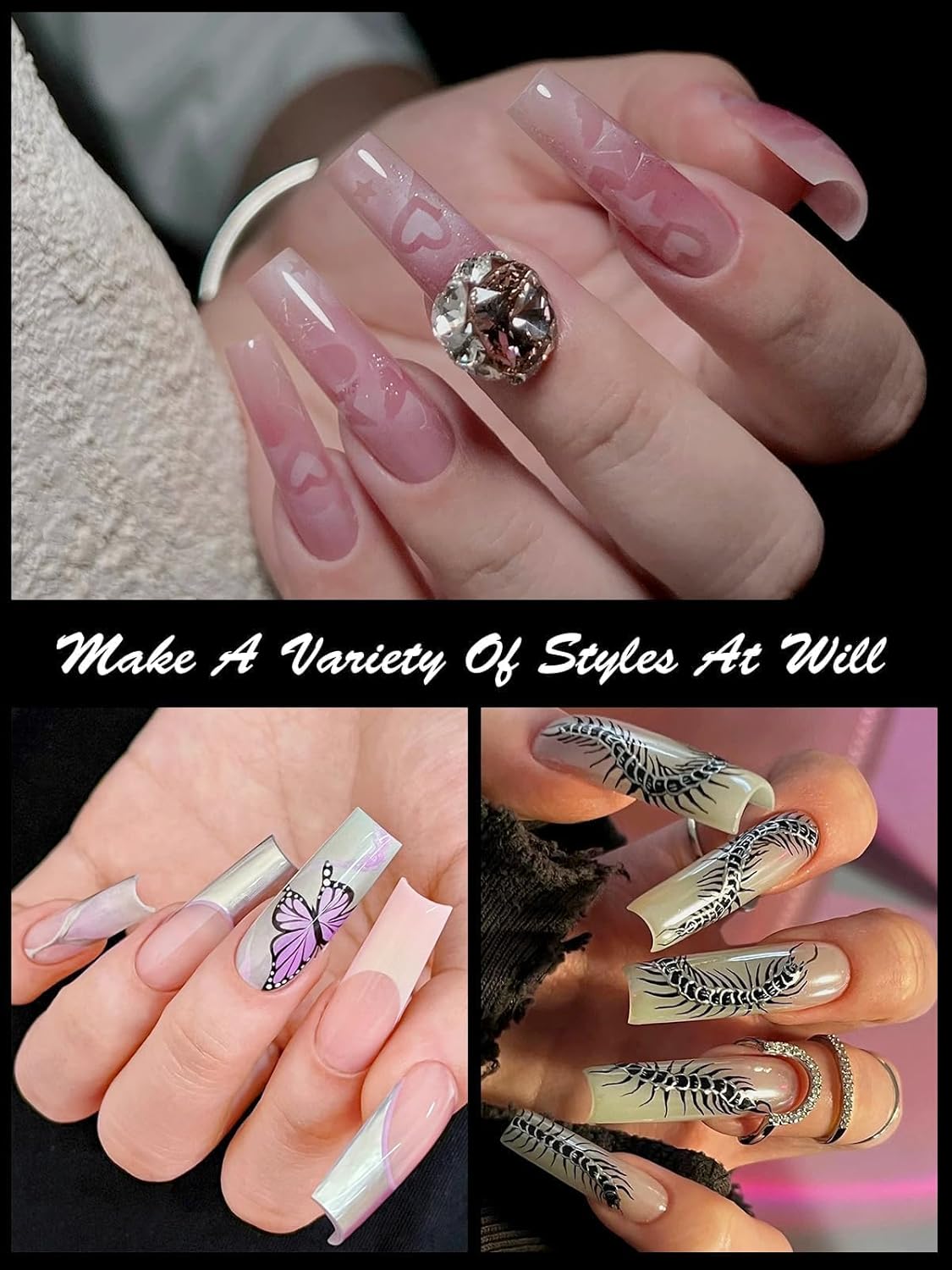 EBANKU 120Pcs Matte Dual Nail Forms, Clear Poly Gel Nail Molds Square Full Cover Coffin Nail Tips Extension Forms 12 Sizes for Gel Manicure Nail Art Design Salon&DIY