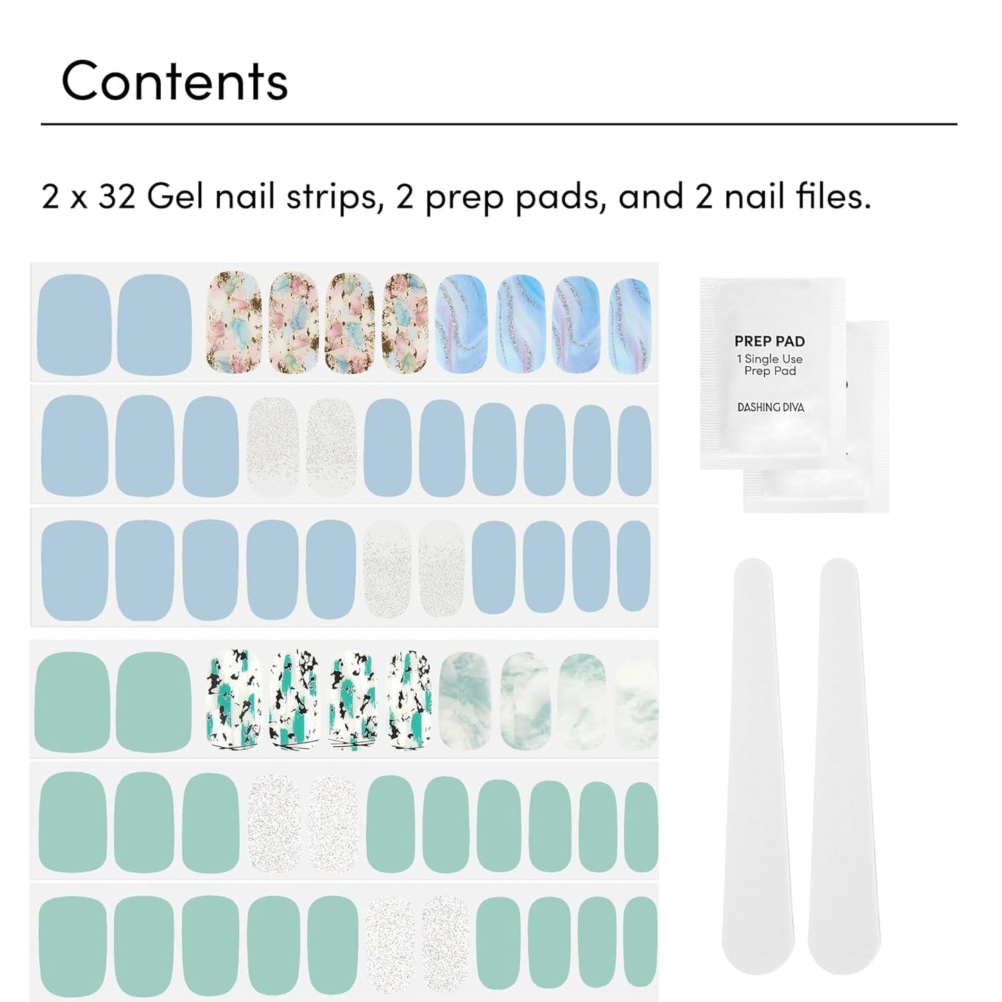 Dashing Diva Gloss Nail Strips Bundle - The Quartz Collection- Spiritual Journey & Desert Quartz - UV Free, Chip Resistant, Long Lasting Gel Stickers - Contains 2 Sets