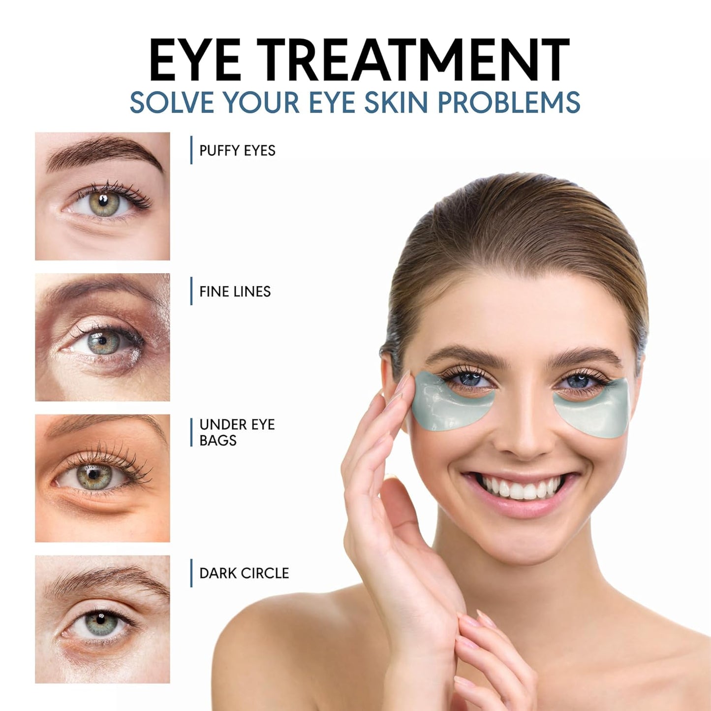 Under Eye Patches for Puffy Eyes - Hyaluronic Acid and Collagen - Under Eye Mask for Eye Bags, Dark Circles, Fine Lines - Deep Skin Moisturizing - 30 Pairs, American Quality