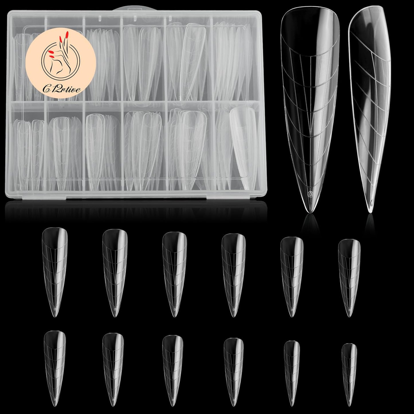 120Pcs Dual Nail Forms,Long Almond Extension Poly nail gel Nail Forms Full Cover Reusable Nail Molds 12 Sizes for Solid Nail Gel Glue Nail Art Design Salon&DIY(Extra Long Almond)