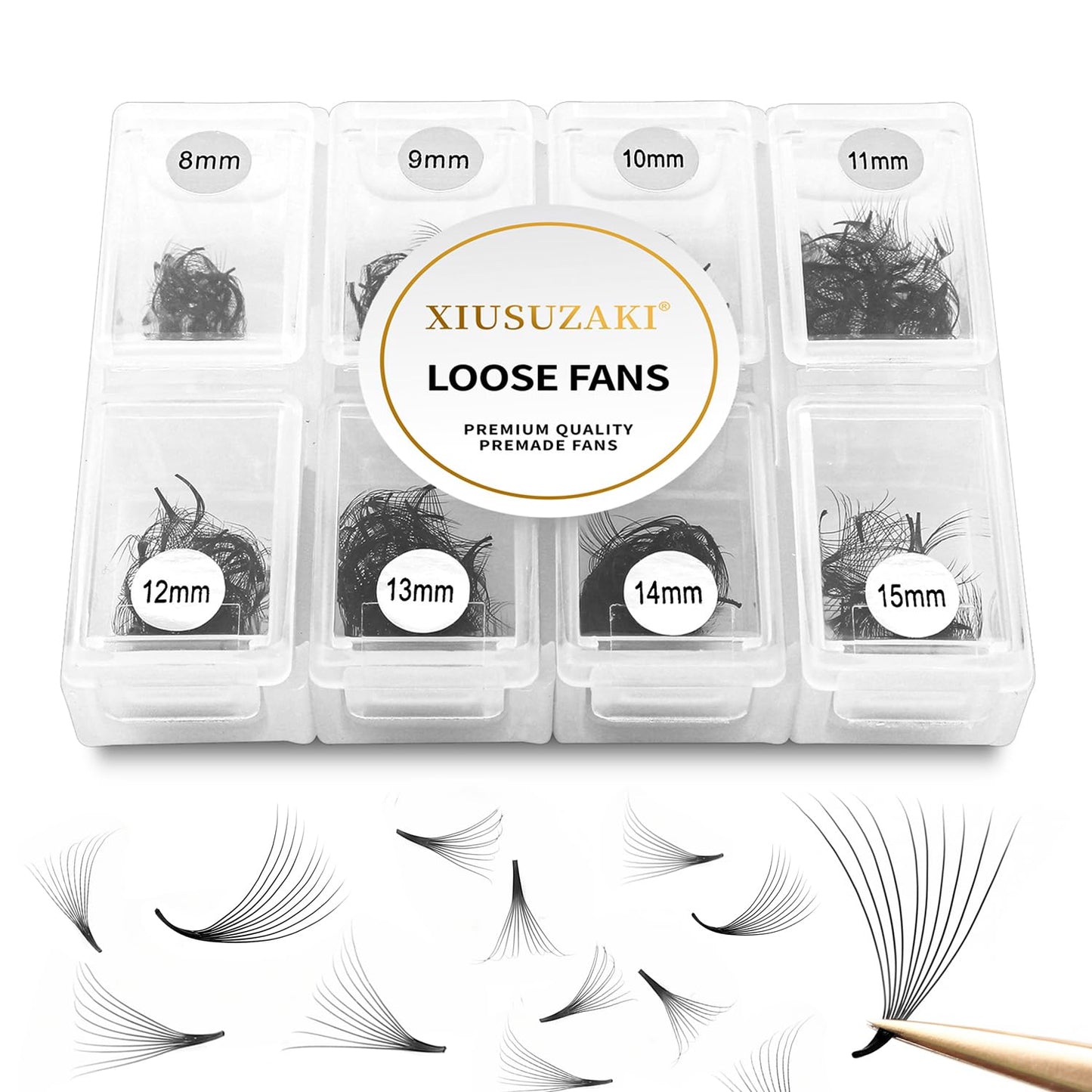 Premade Fans Eyelash Extensions 600 Fans 10D Volume Lash Extensions 0.03 Thickness Eyelash Extension D Curl Premade Lash Fans Mix 8-15mm Fluffy Soft Handmade Loose Fan(600Fans-10D-0.03-D,8-15mm)