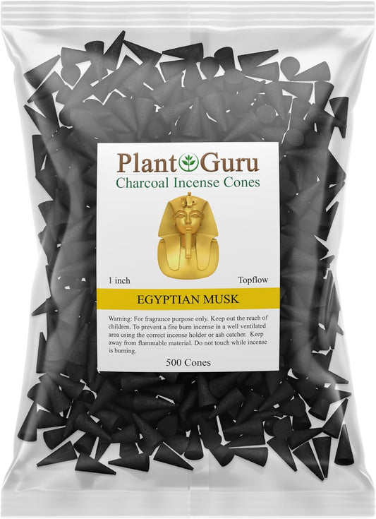 Egyptian Musk Charcoal Incense Cones 1" TOPFLOW - 500 Pack Bulk Wholesale - Natural Scented Cones Handmade Hand Dipped
