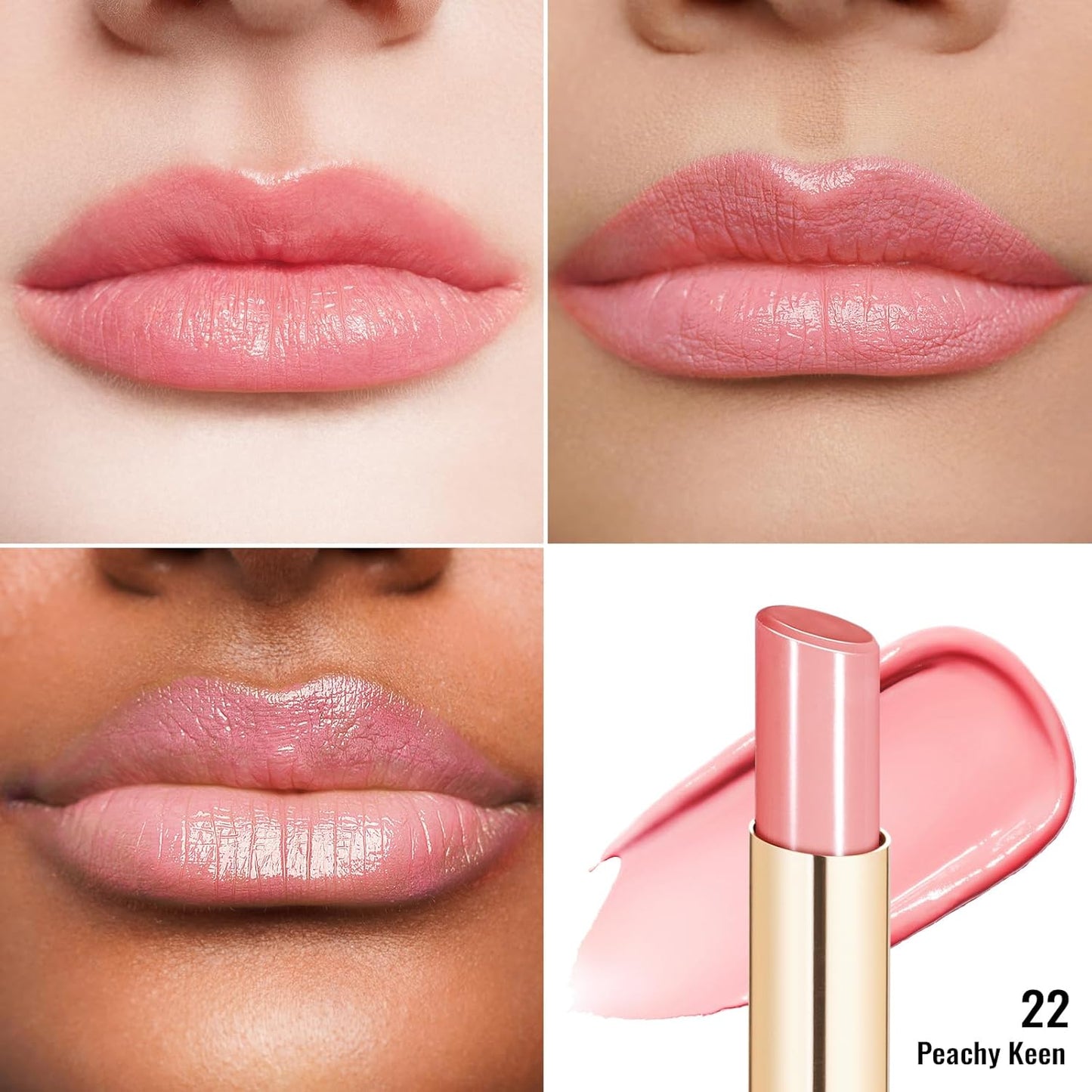 Oulac Shine Pink Lipstick for Women, 2 in 1 Glossy Light Pink Tinted Lip Balm, Hydrating Lipstick for Dry Lips, Moisture Shine Juicy Finish Vegan 2.2g/0.07oz (22)