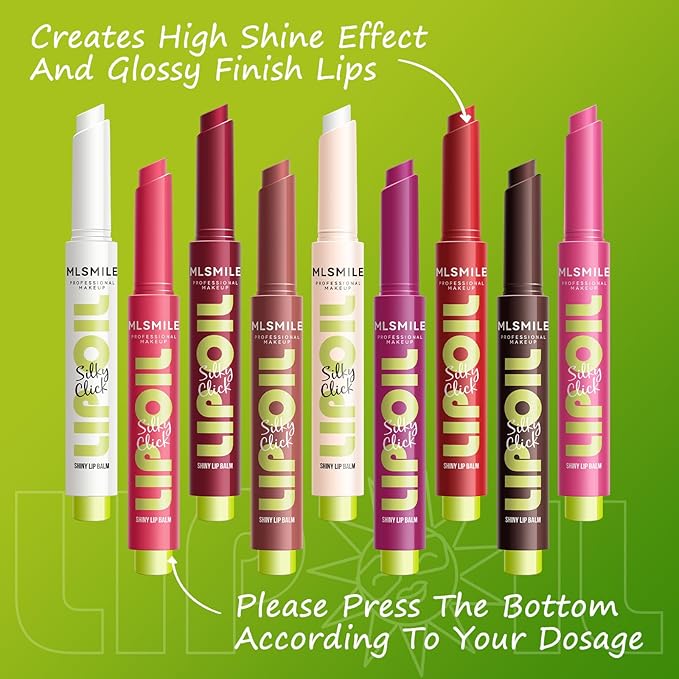 3 Colors Fat Lip Oil Click Slick, Moisturizing and Long-lasting Lip Balm, Non-stick and High Pigment Lip Glow Oil, Lightweight Lip Plumper with Coconut Oil (Set: C)