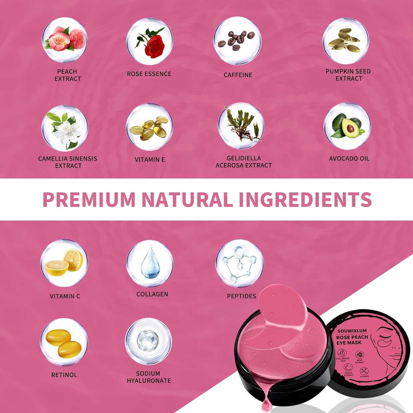 Under Eye Patches For Puffy Eyes 70PCS, Rose Under Eye Mask For Dark Circles and Puffiness, Under Eye Mask Patches Skincare, Eye Gel Pads, Eye Patches For Wrinkles, Puffy Eyes Bags Treatment Women Men