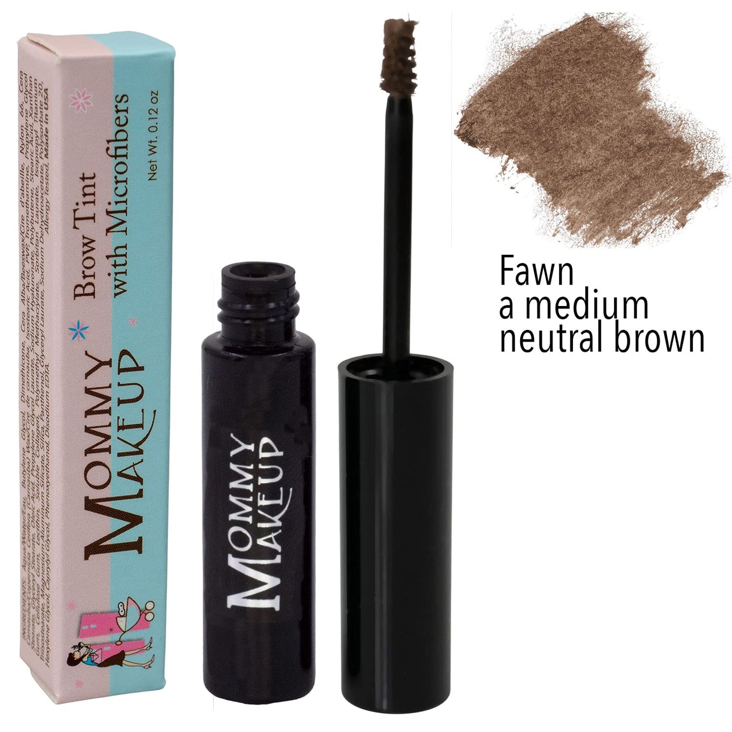 Brow Tint with Microfibers - 4-in-1 Tinted Eyebrow Gel to Groom, Hold, Sculpt & Color Your Brows, Covers Gray Hair - Water Resistant, Clump-Free, Long Lasting (Fawn) by Mommy Makeup