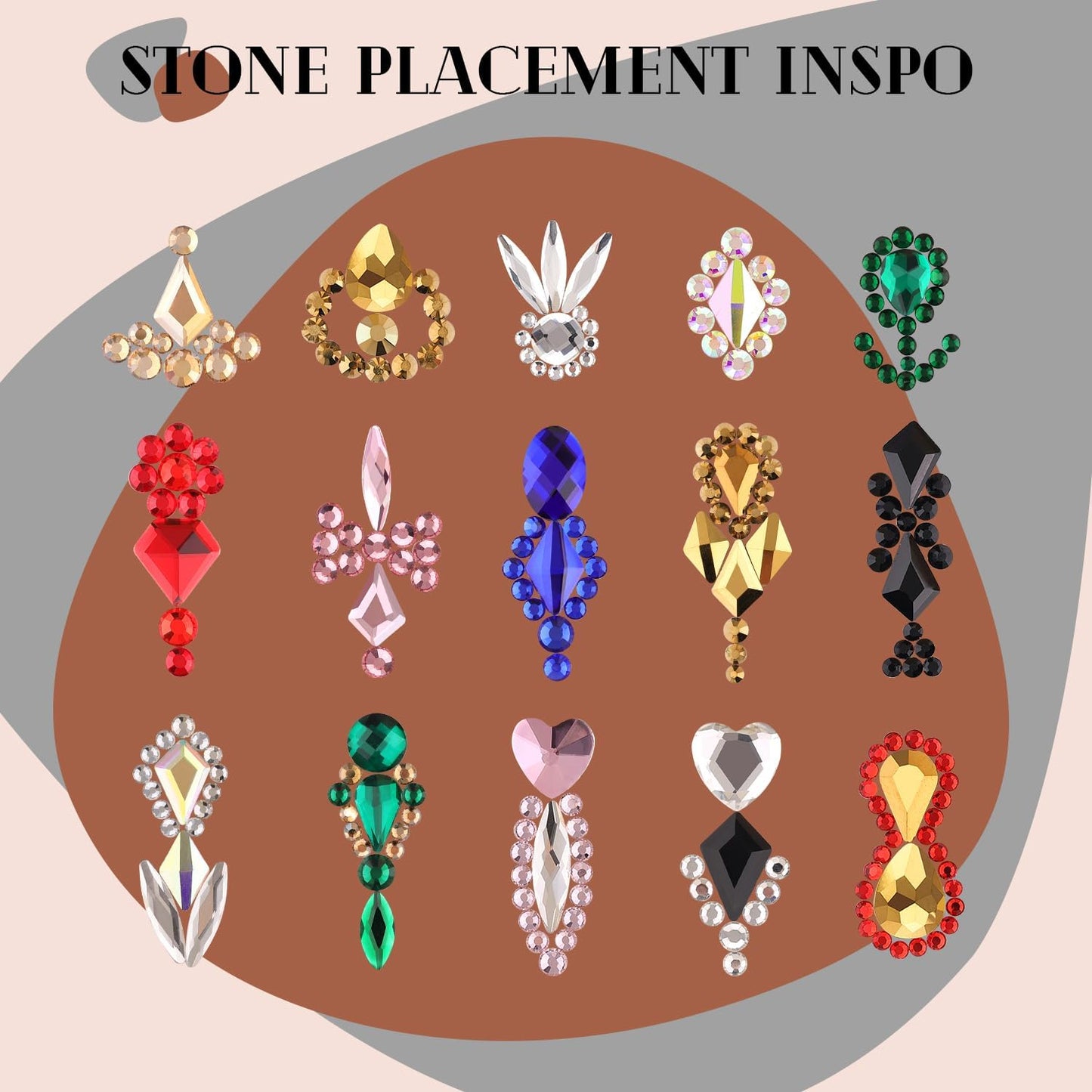 2060Pcs Black Glass Nail Rhinestones 60Pcs Multi Shapes Flatback Nail Gems + 2000Pcs 1.5-4mm Round Crystal, Manicure Nail Charms Diamond Gemstones for Acrylic Nails Decoration