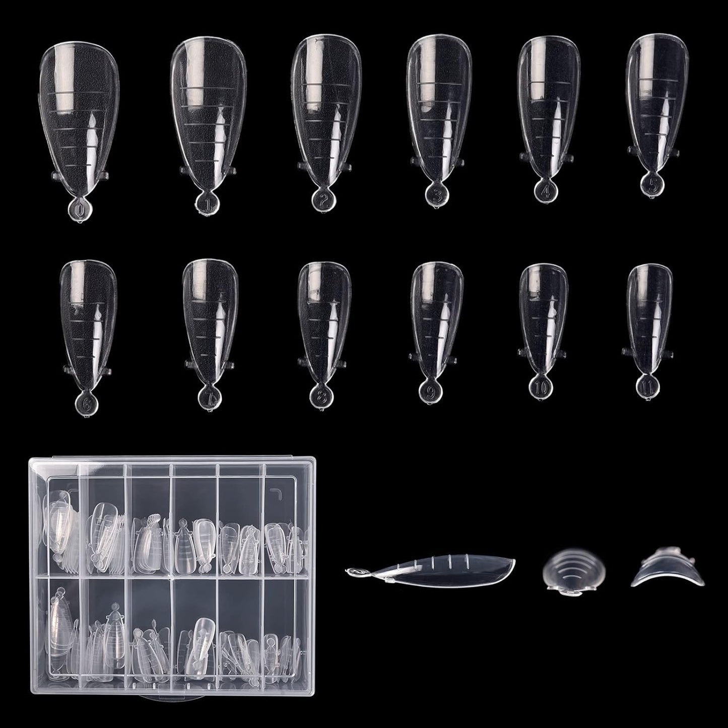 KADS 120PCS Clear Full Cover Dual Nail System Form UV Gel Acrylic Nail Art Mold Artificial Nail Tips with Scale for Extension (MODEL 8)