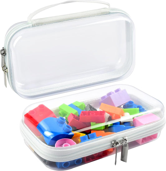 SameTech Zip Bins Clear Storage Bins for Home Organization, Stackable Hard Shell Zipper Case to Organize Bin, Zippered Hard Pouch Container Toiletry Bag Travel Bags for Toiletries, 2pcs